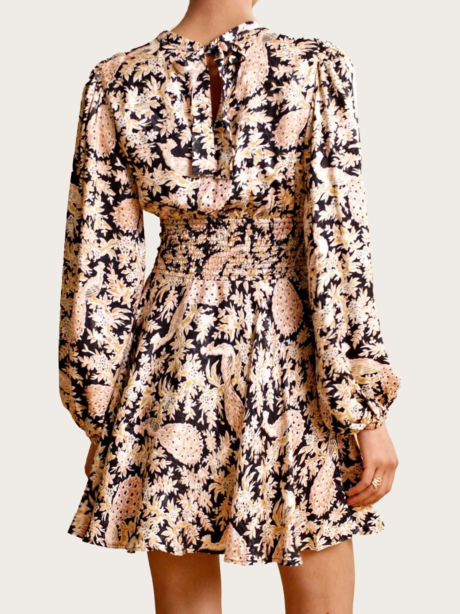 Jacquard Mini Dress - Leaves