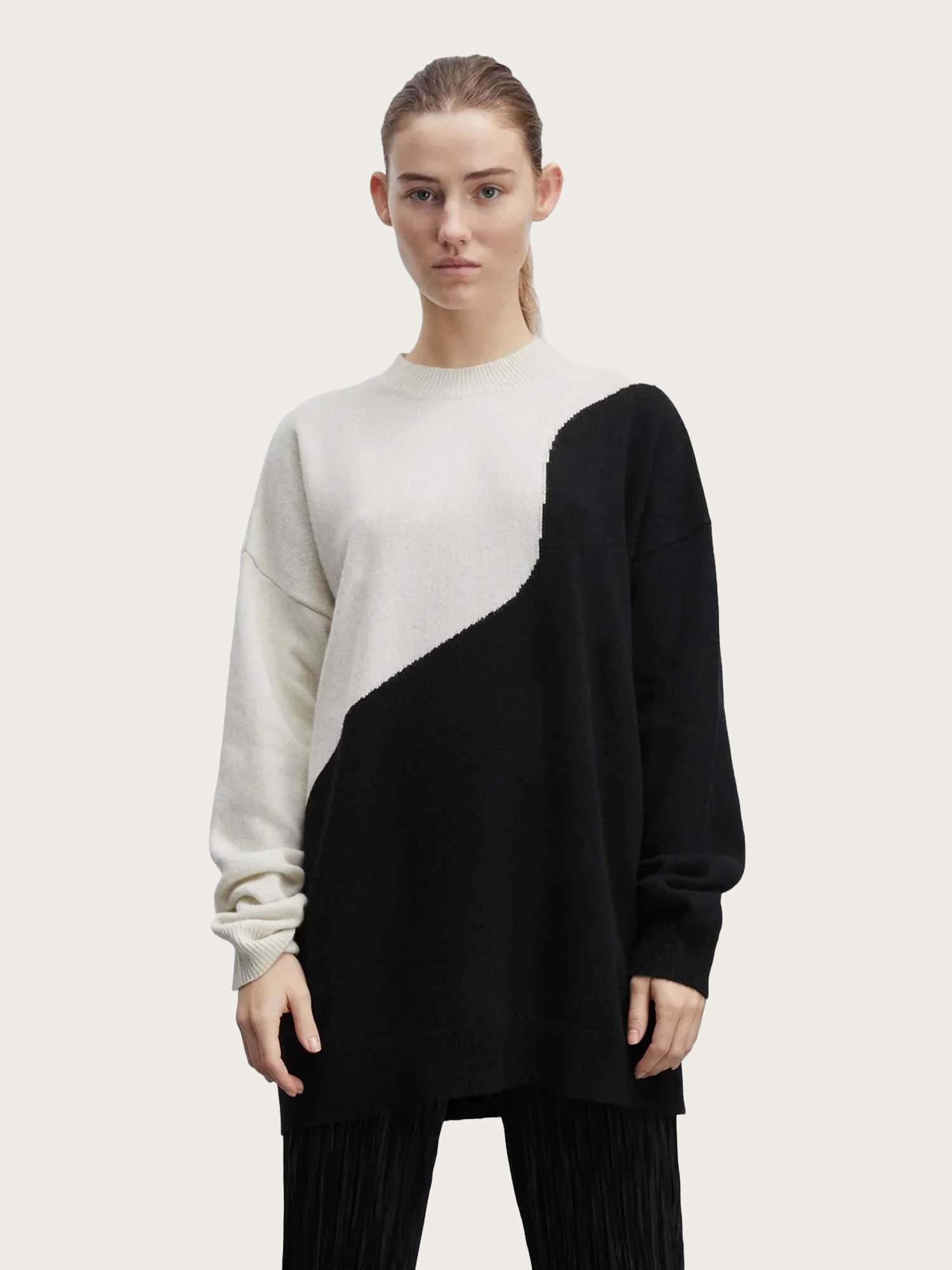 Recy Soft Knit Sandra Sweater - Black/Winter White