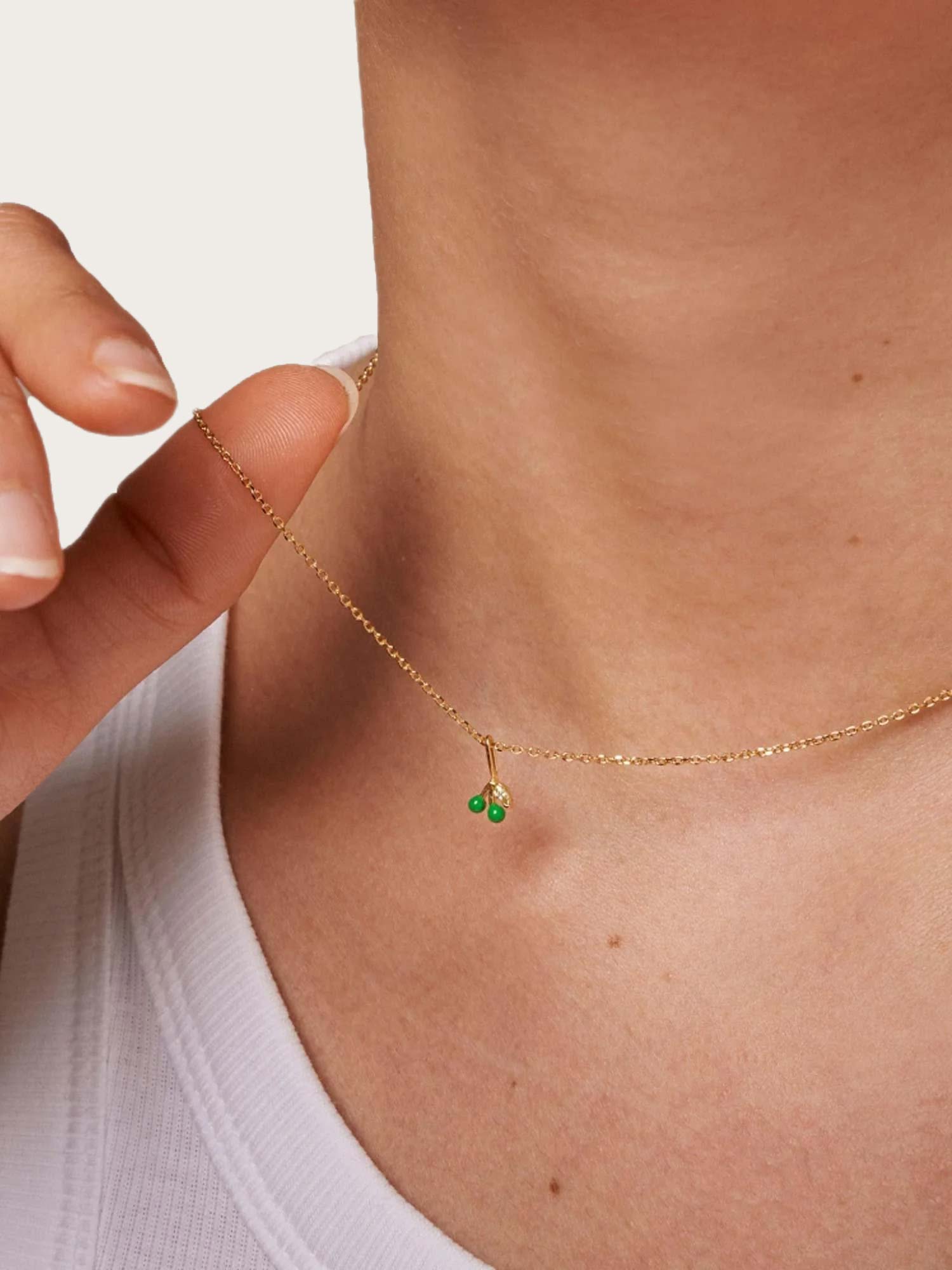 Necklace Cherry - Grass Green