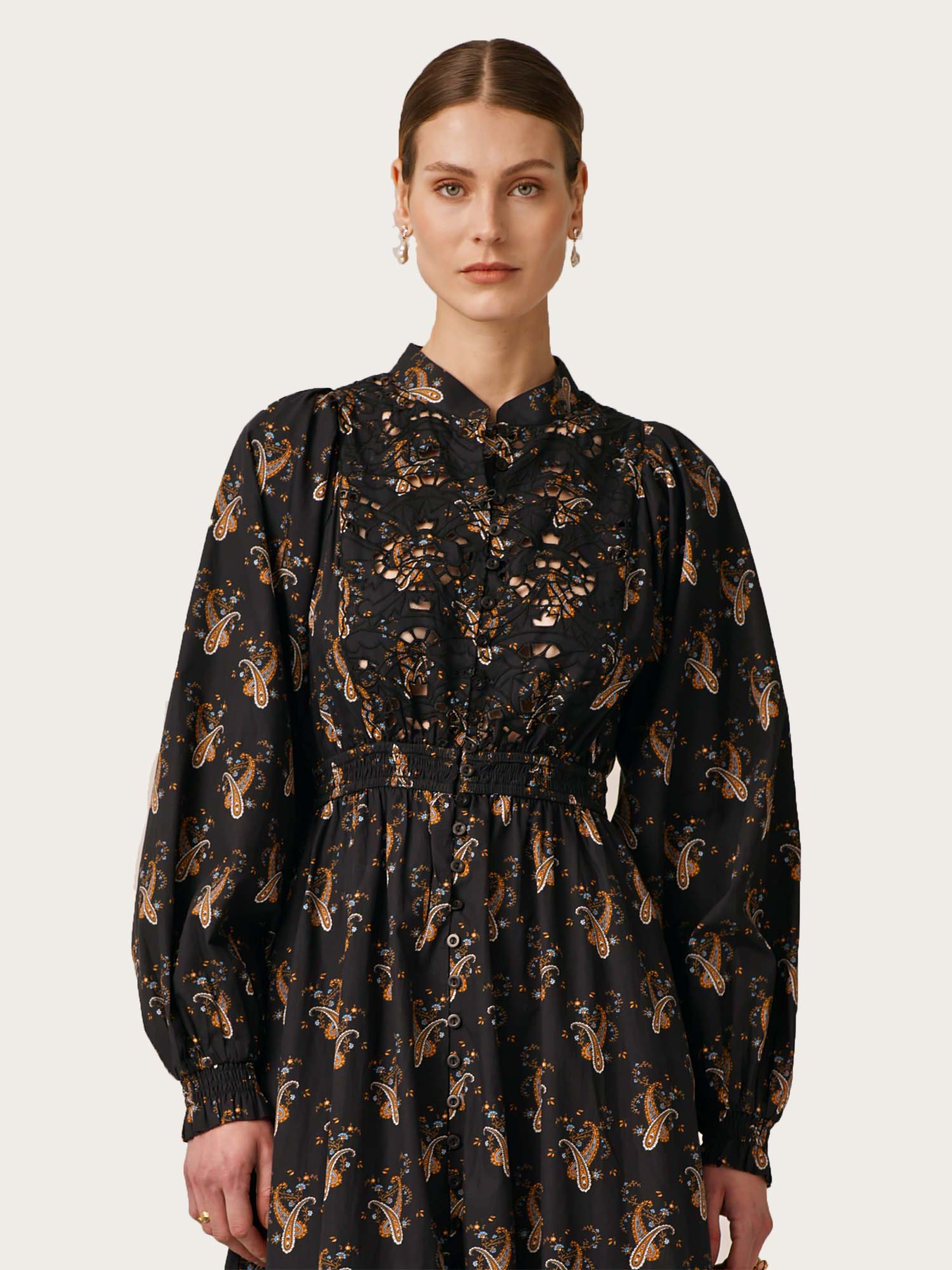 Poplin Smocking Dress - Midnight Paisley