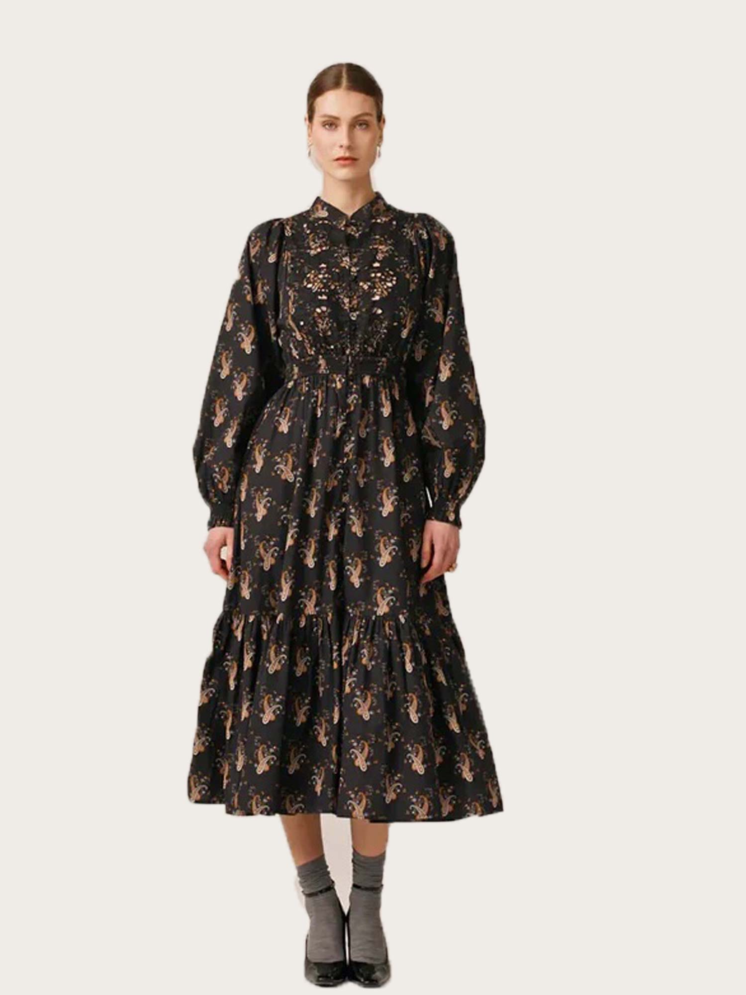 Poplin Smocking Dress - Midnight Paisley