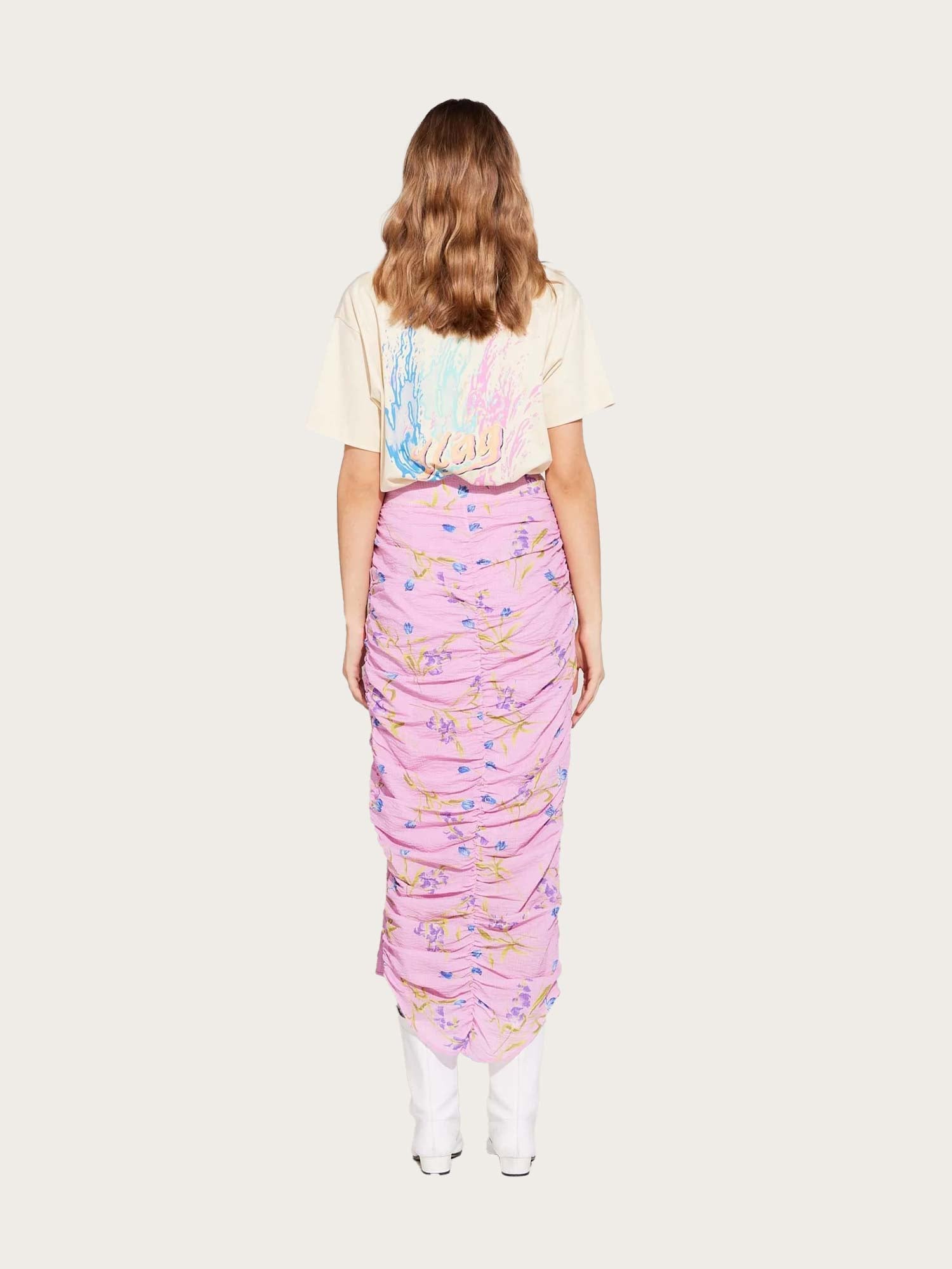 Skogfiol Long Skirt - Pink Flower Print