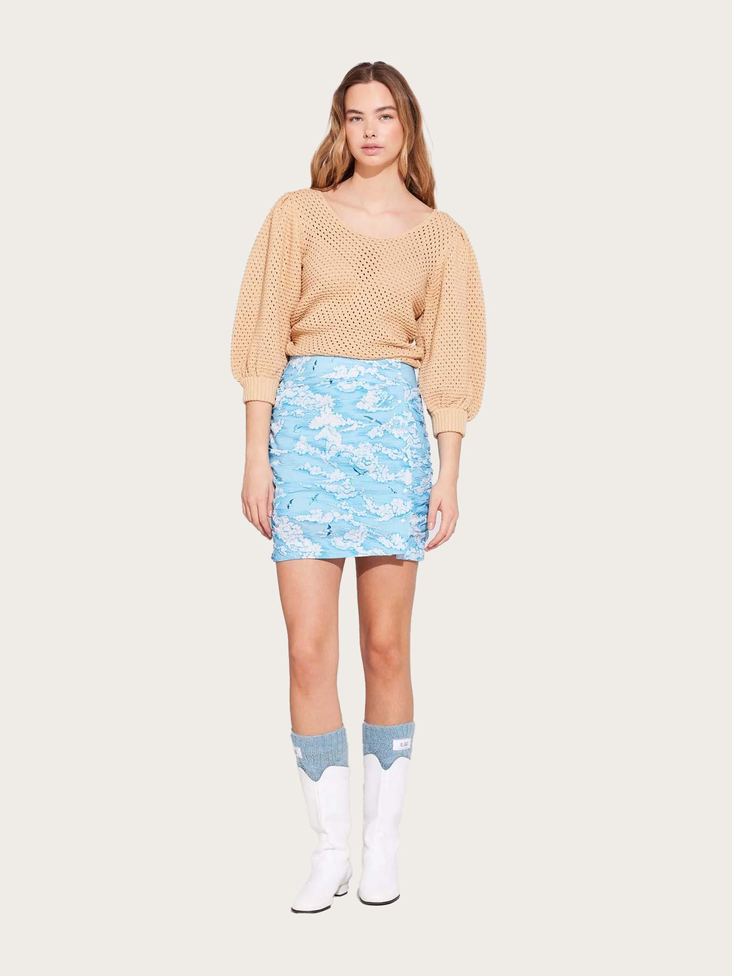 Skogfiol Skirt - Blue Cloud Print