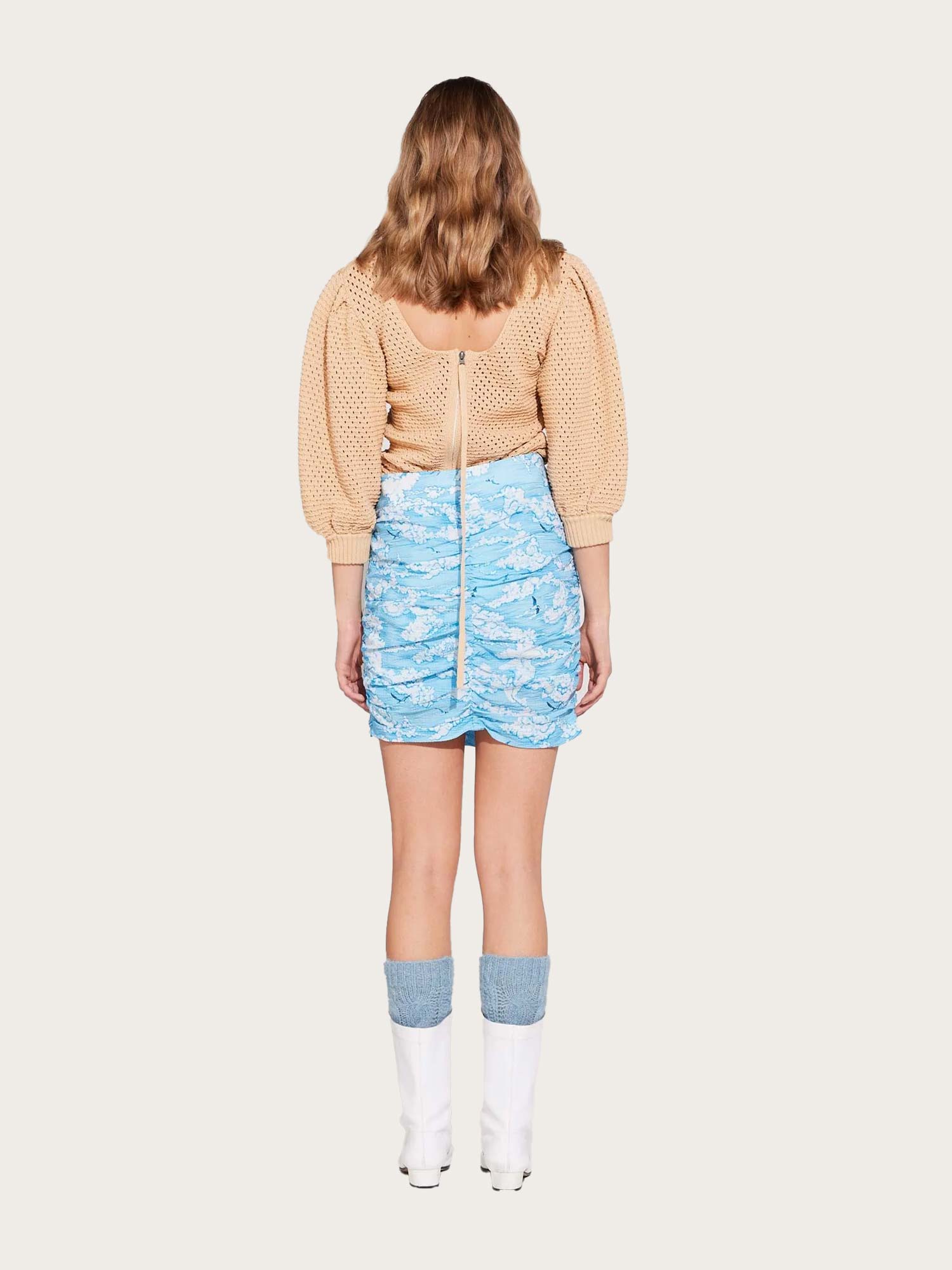 Skogfiol Skirt - Blue Cloud Print