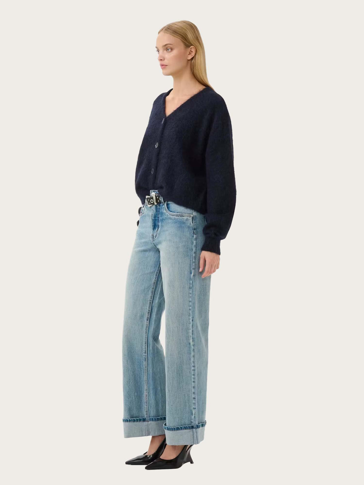 Debbie V Gardigan - Navy Melange