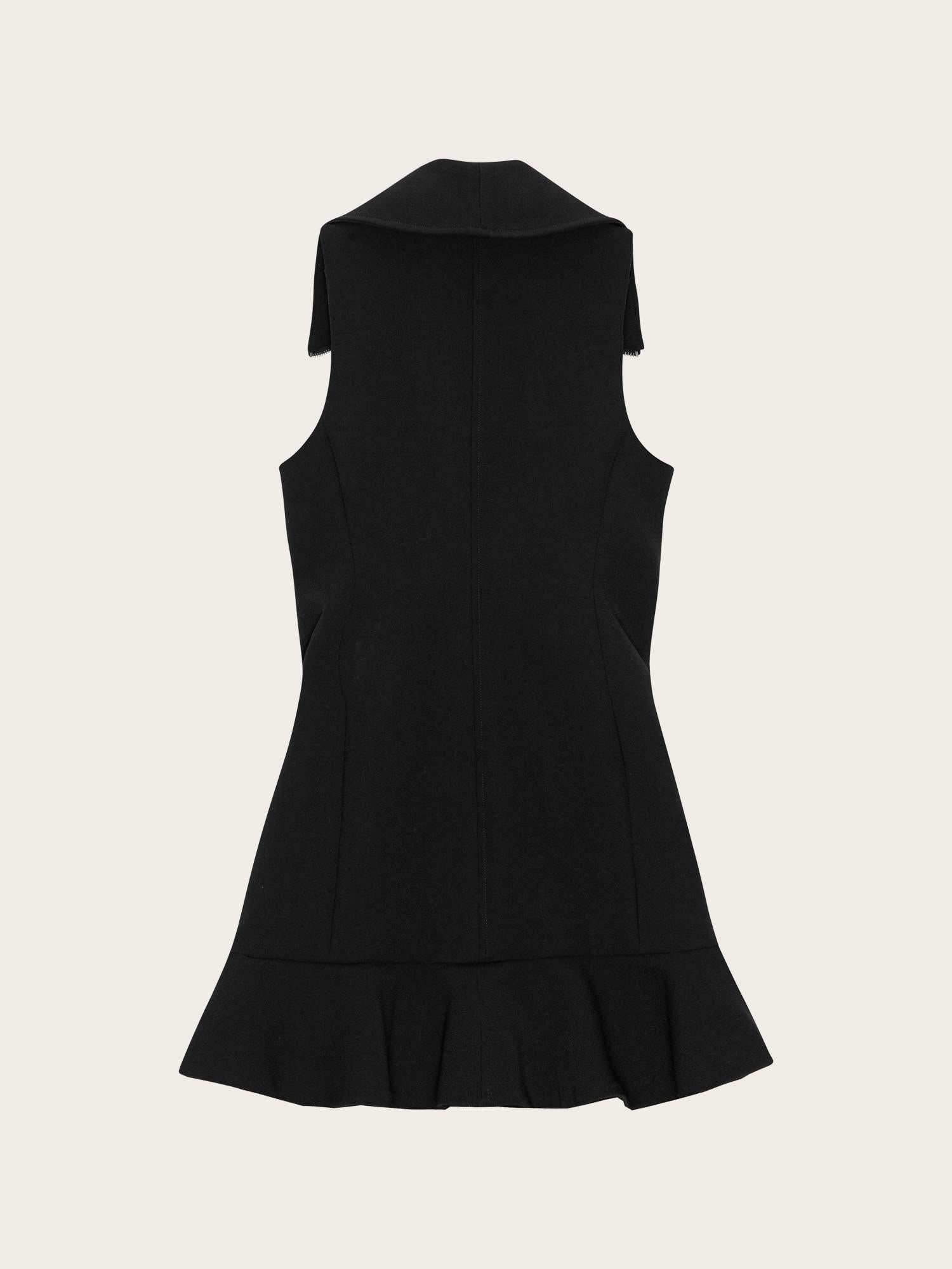 F9709 Bonded Crepe Mini Dress - Black