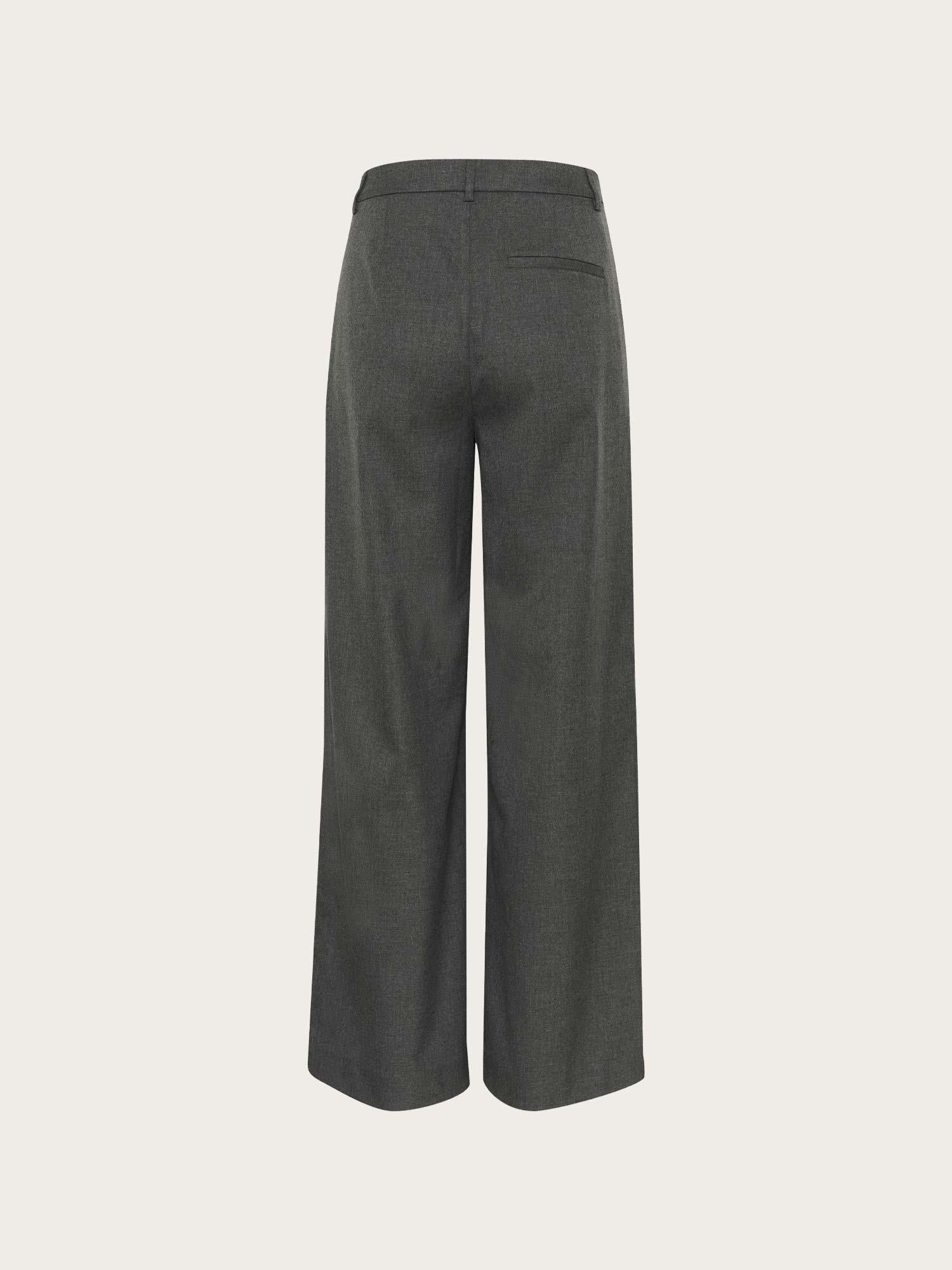 Paula Melange MW Wide Pants - Dark Grey Melange