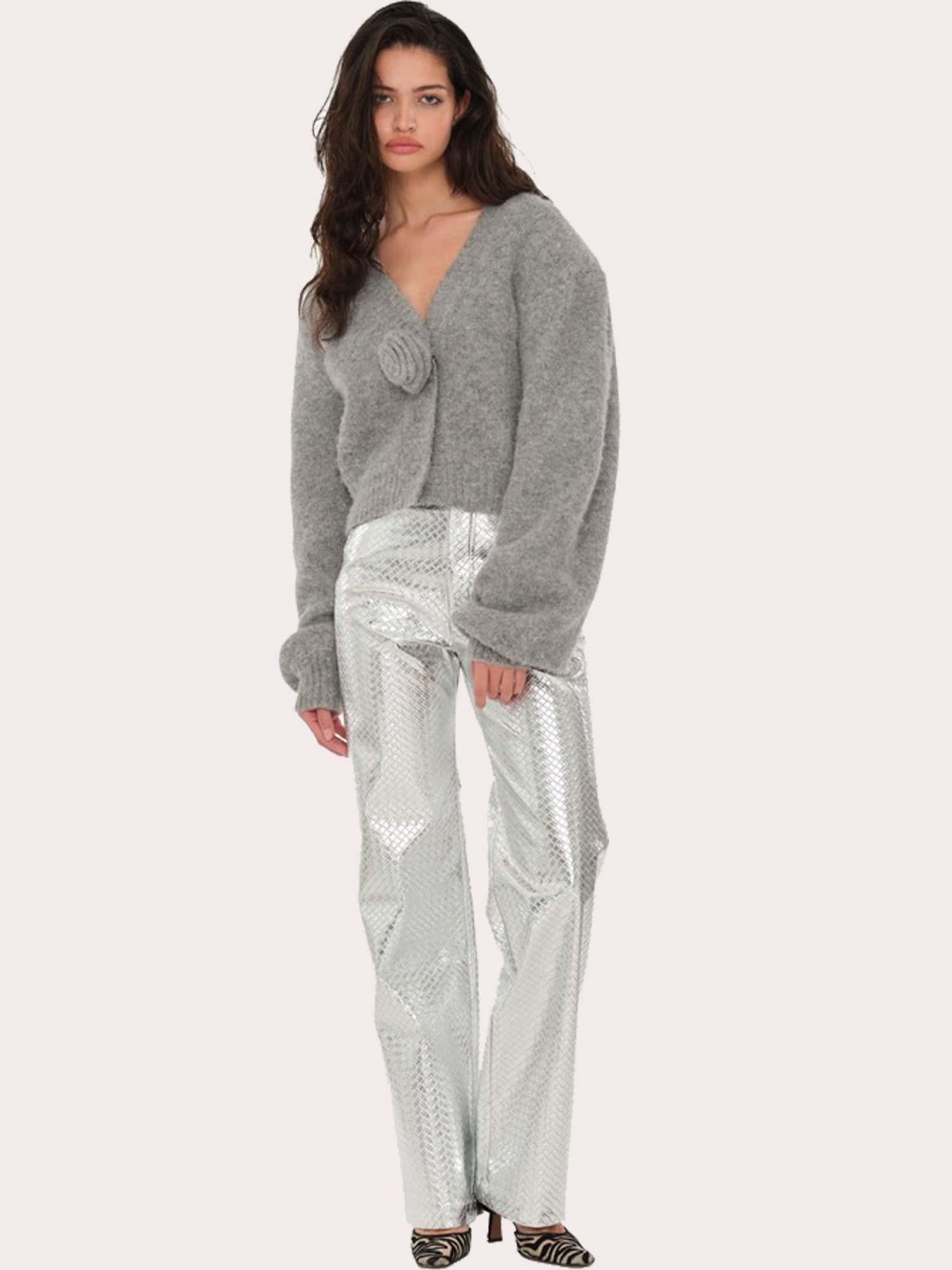 Braided Straight Pants - Silver