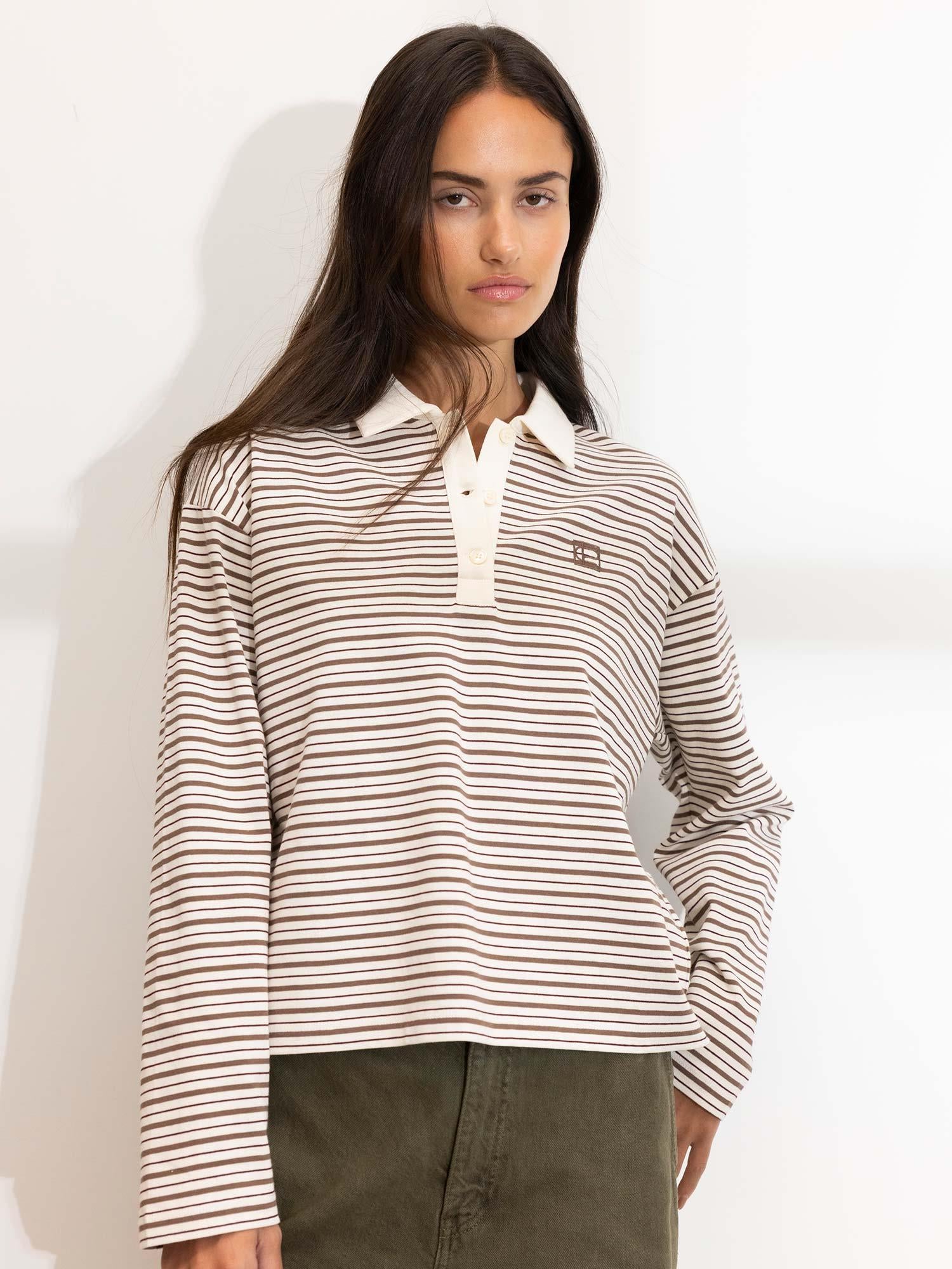 Elmer Polo Shirt - Brown Stripe
