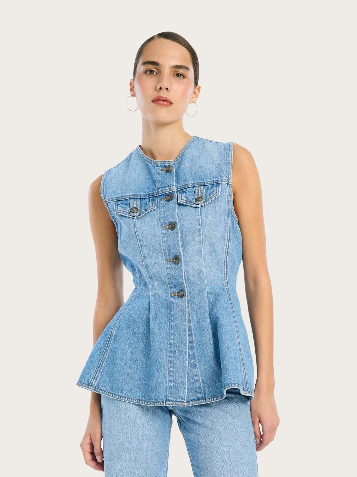 Flared Denim Top - Hydrangea