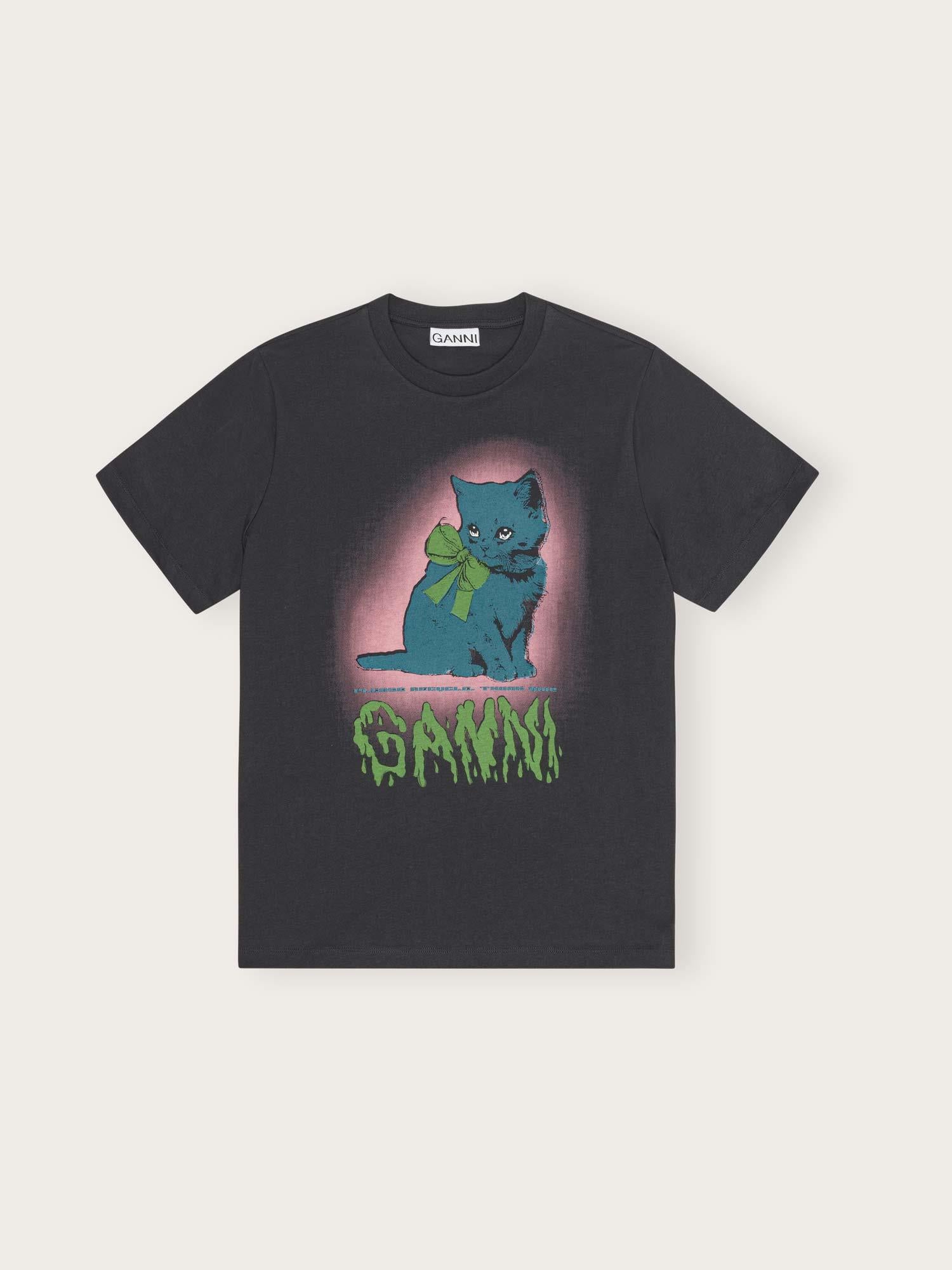 Basic Cotton Jersey Neon Kitty T-shirt - Phantom