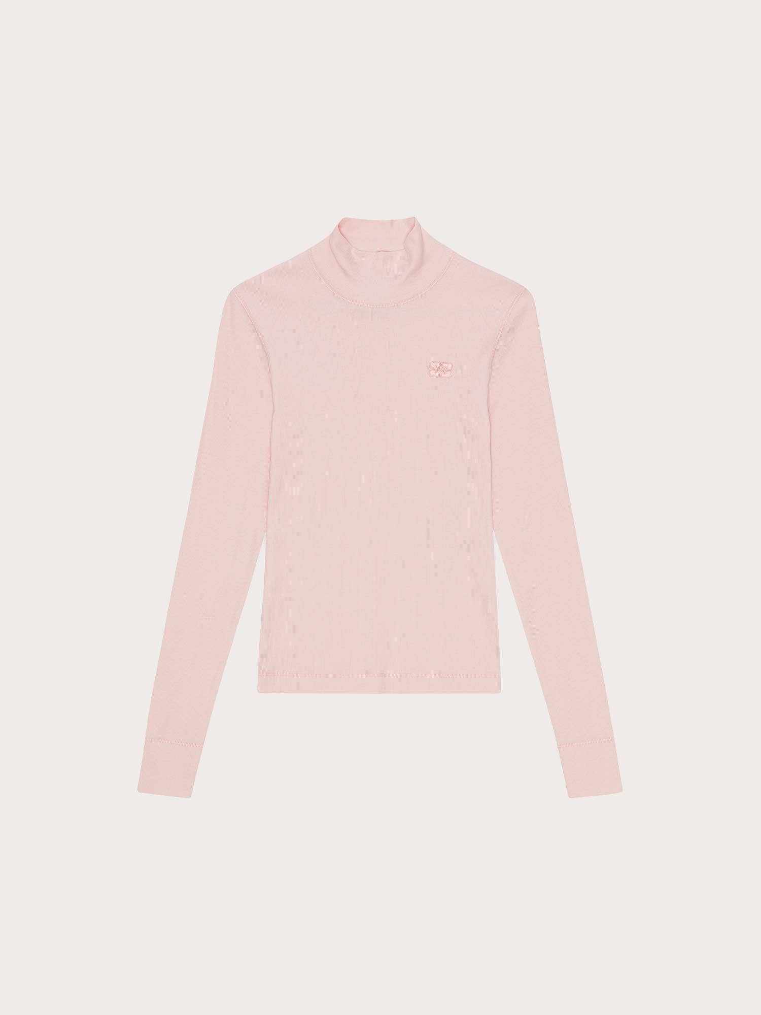 T4027 Soft Cotton Rib Long Sleeve T-Shirt - Chalk Pink