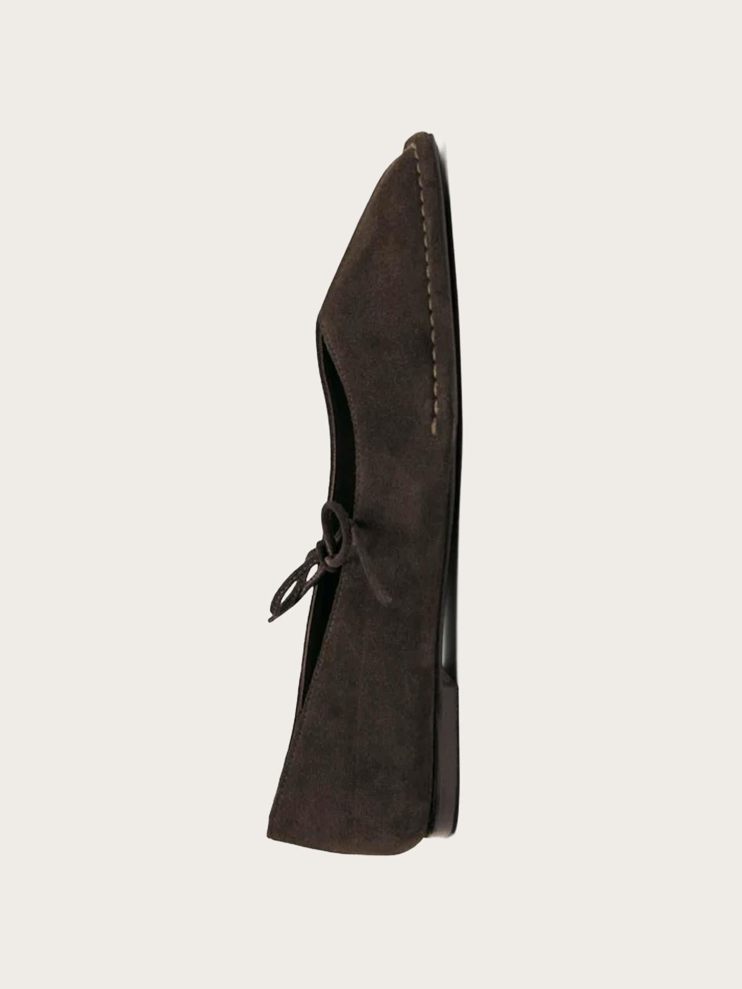 Sway Suede Coffee Brown Leather Ballet Flats