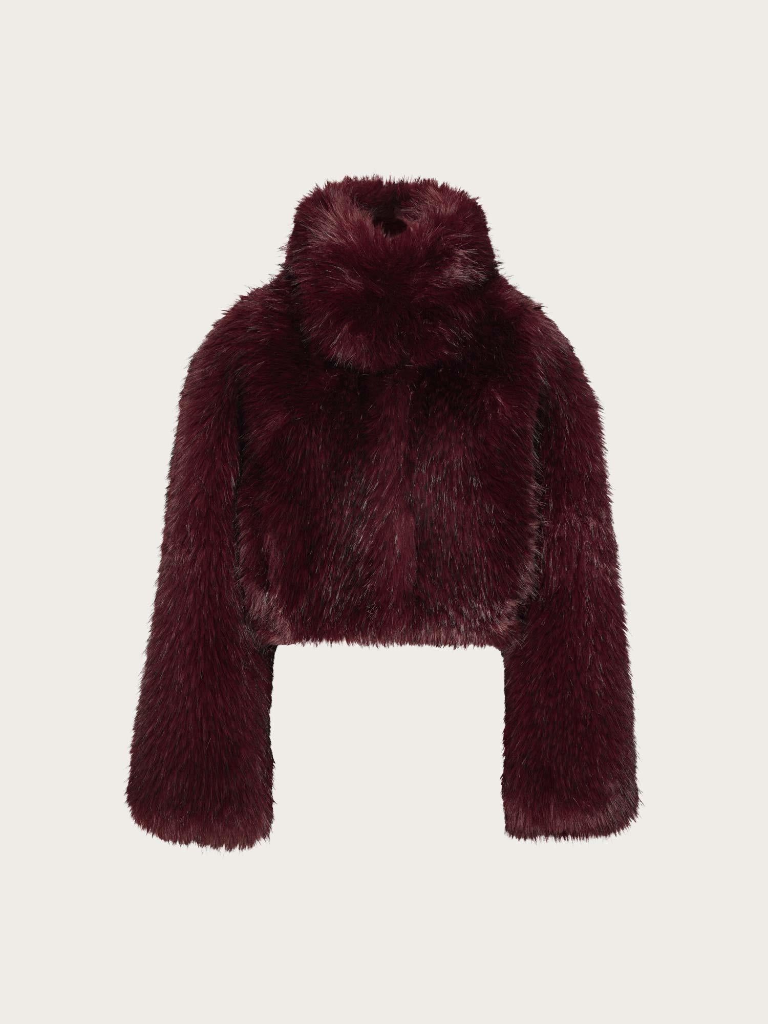 Faux Fur Crop Jacket - Zinfandel
