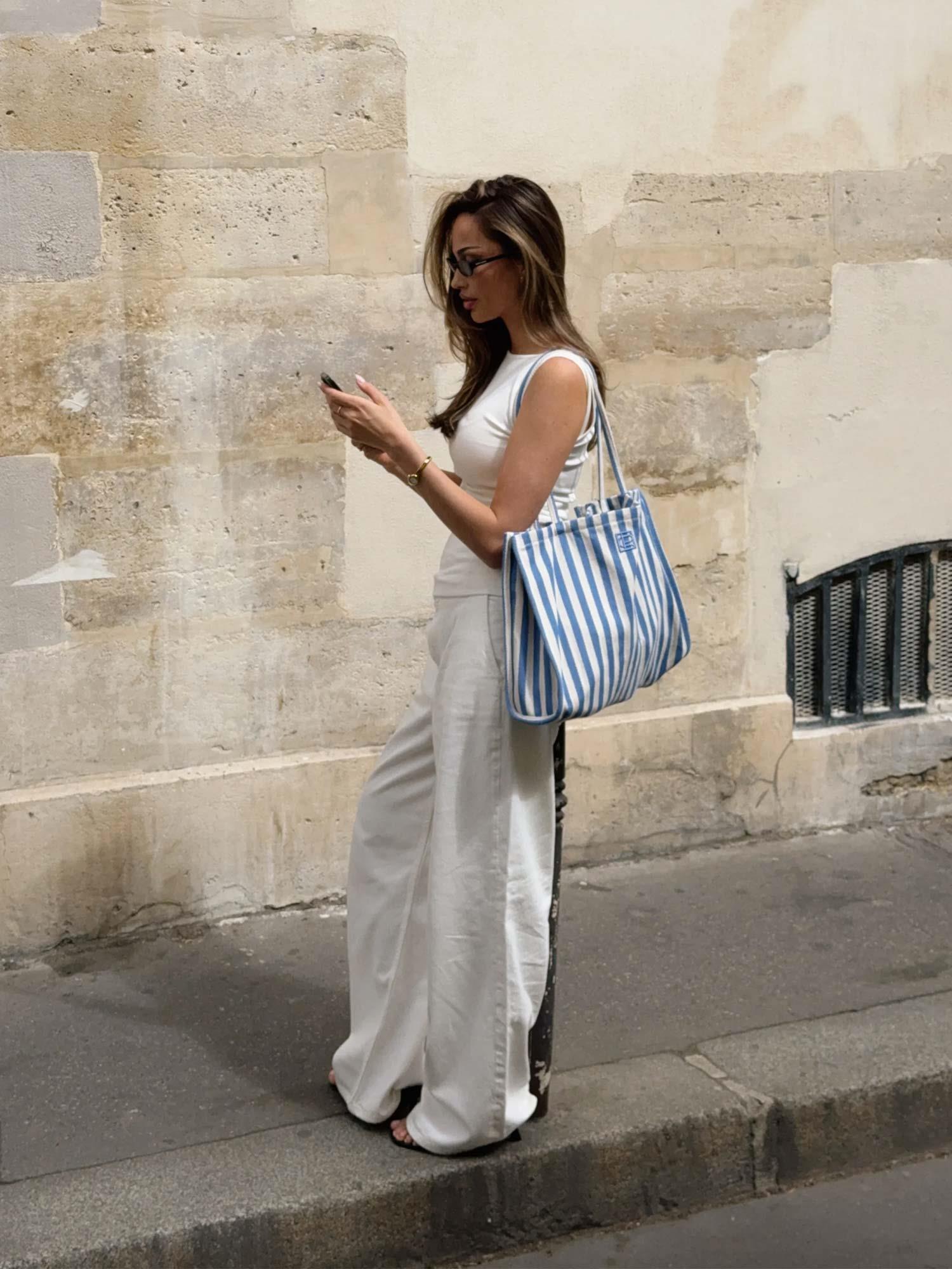 Ivy Tote Bag - Blue Stripe