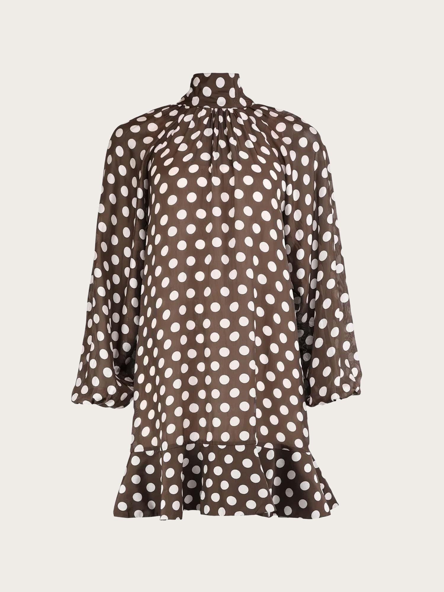 Striped Organza Shift Dress - Dots