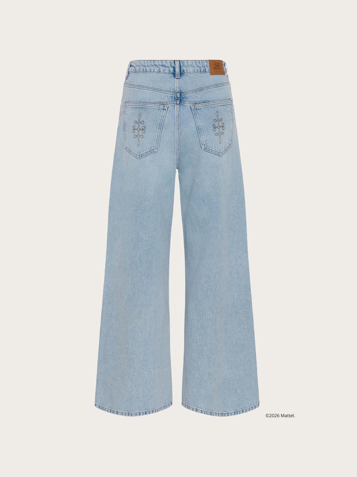 Barbie X Gestuz Stacie HW Wide Jeans - Vintage Blue Denim