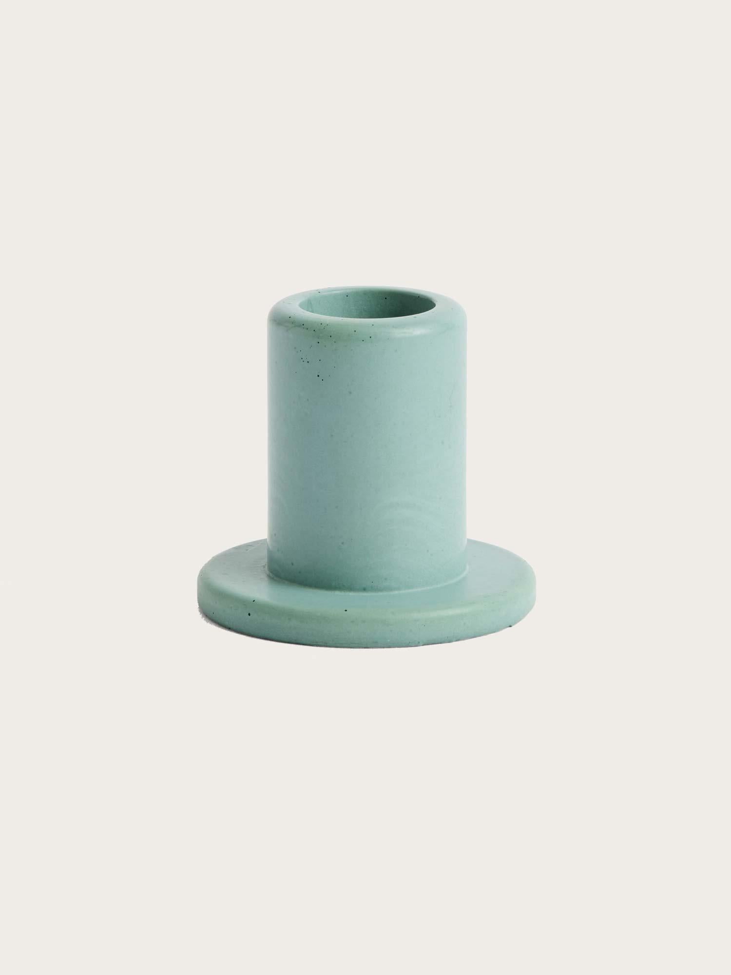 Tube Candleholder Concrete-Small - Emerald Green