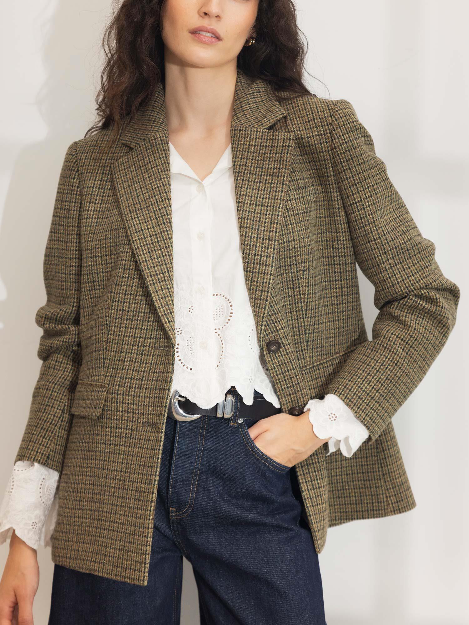 Brook Houndstooth Blazer - Green Houndstooth