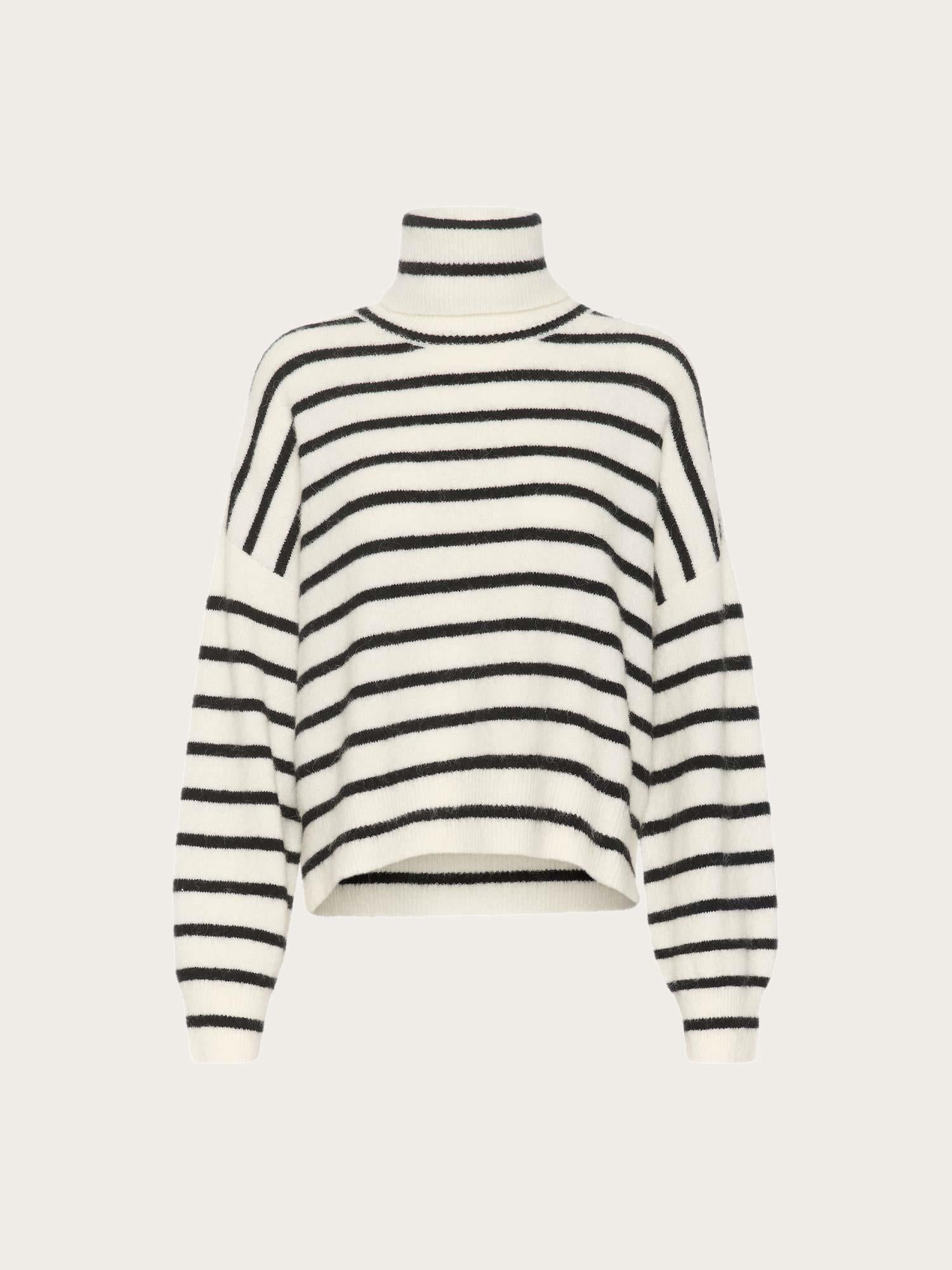 Alpha Rollneck Striped - Ivory Black Striped