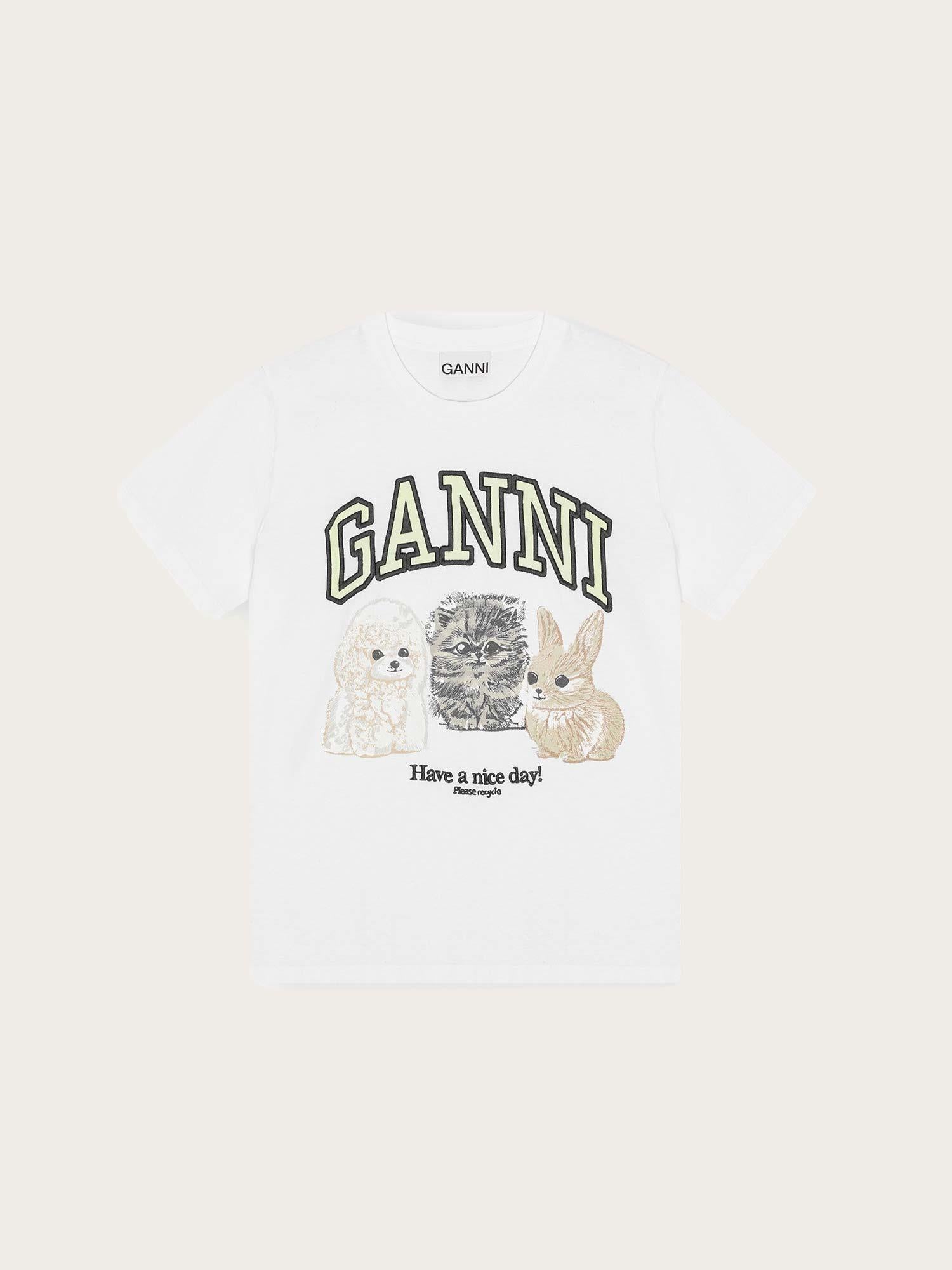 Basic Cotton Jersey Animals Relaxed T-shirt - Bright White