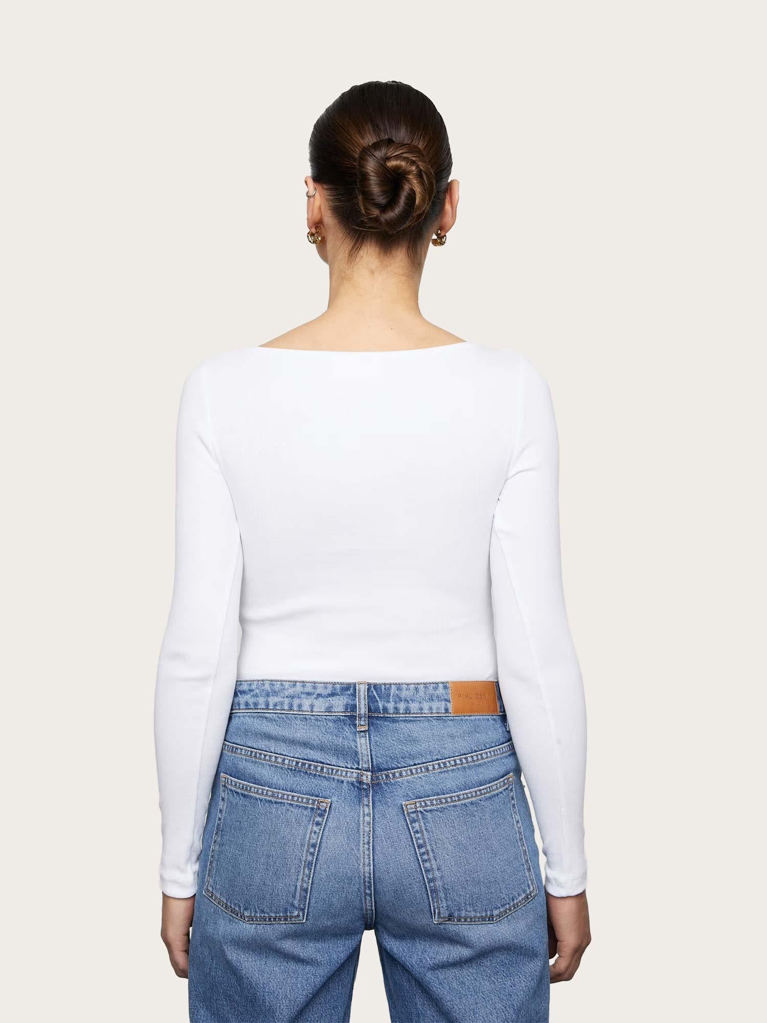 Petronella Rib Boatneck - White