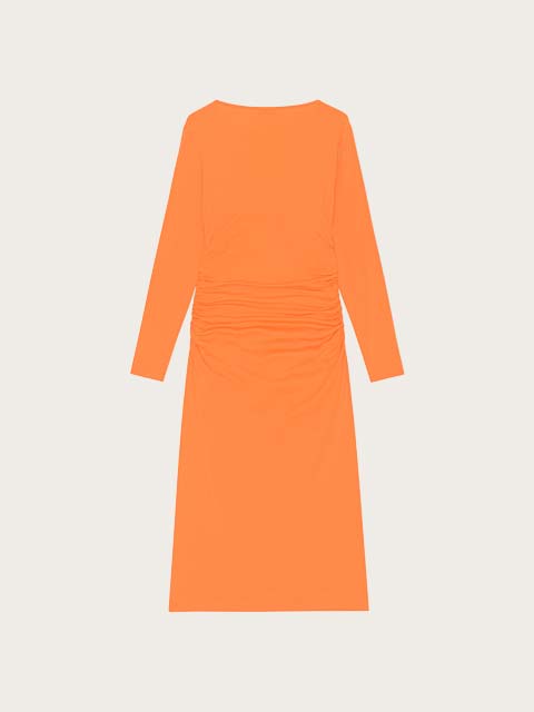 T3467 Light Stretch Jersey Midi Dress - Vibrant Orange