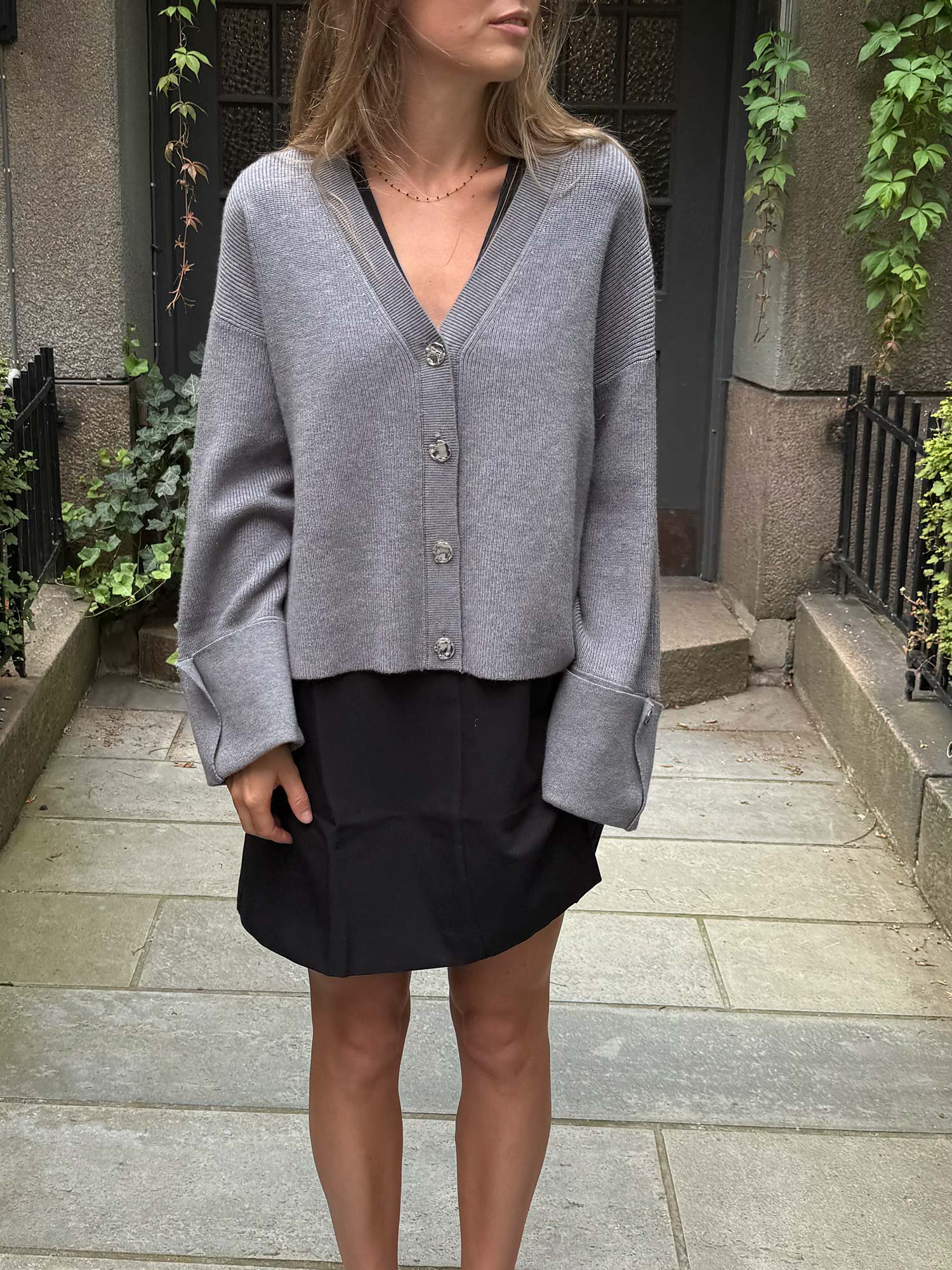 Atari Rib Cardigan - Grey Melange