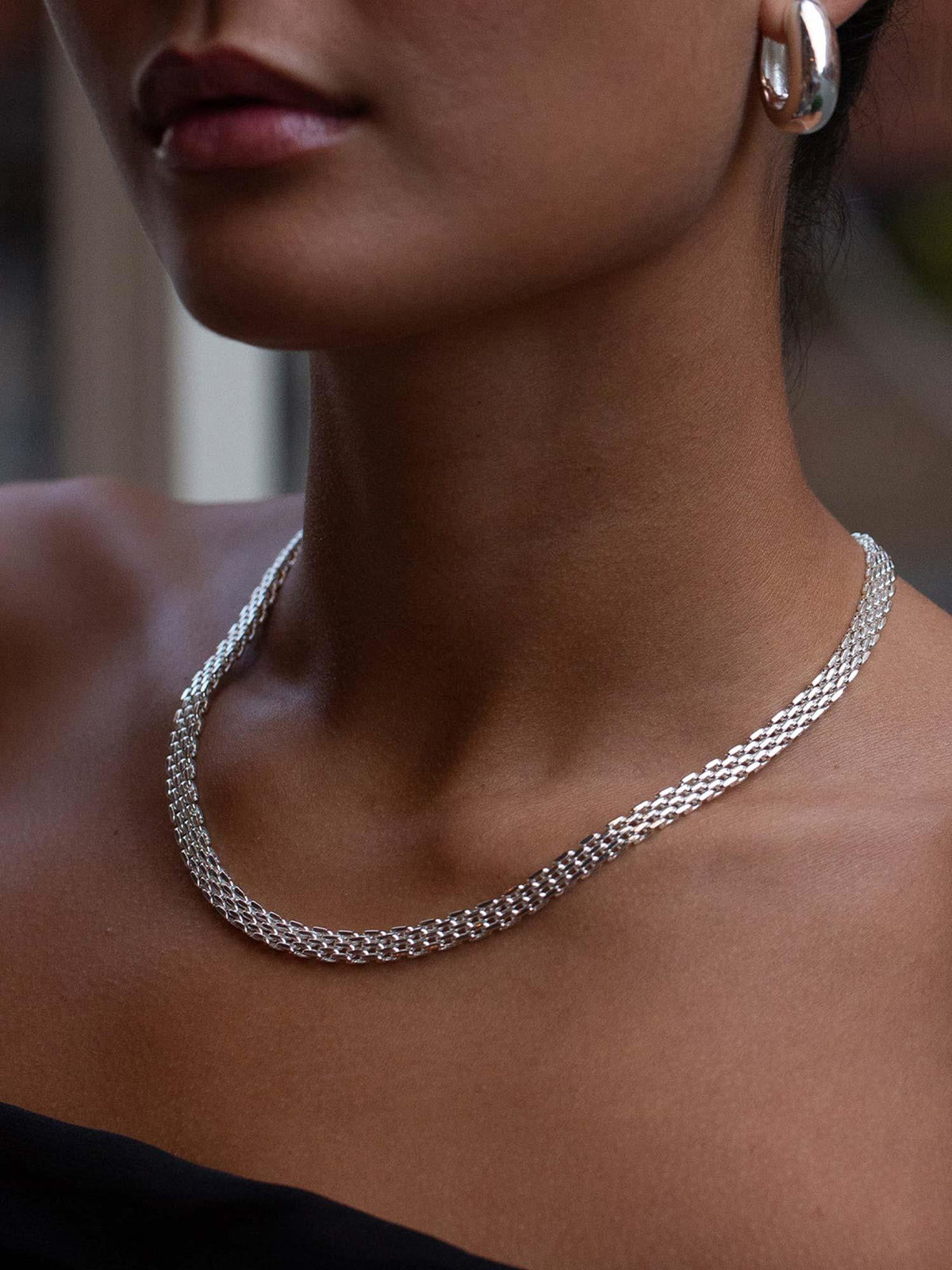 Mesh Link Necklace - Silver