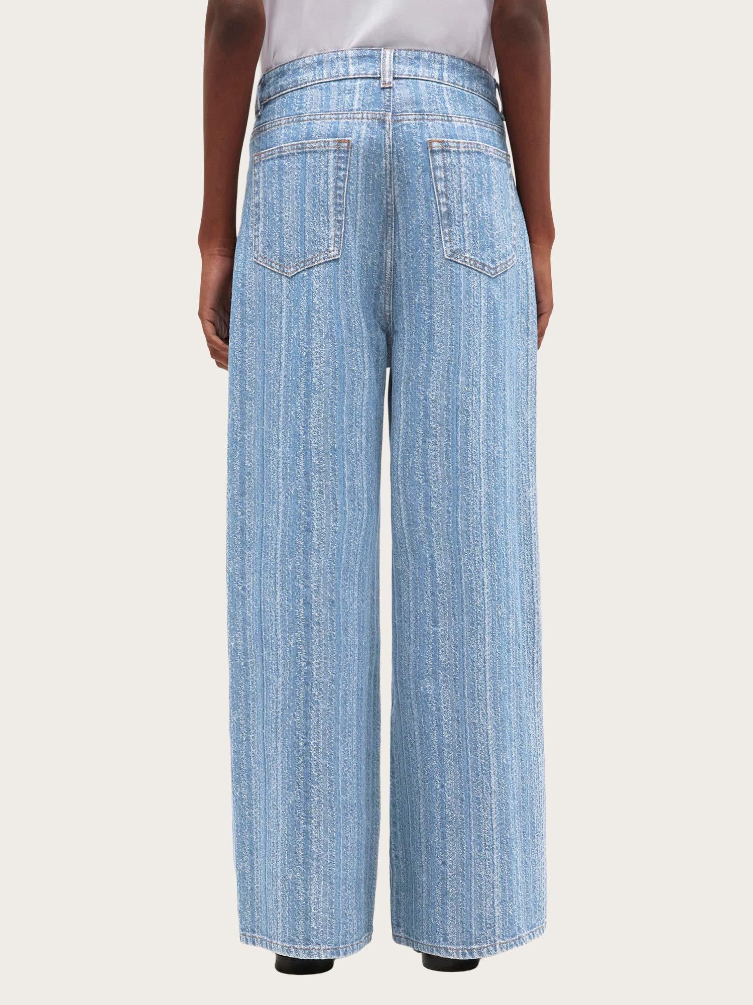 Structured Denim Double Fly Baggy Jeans - Mid Blue Stone