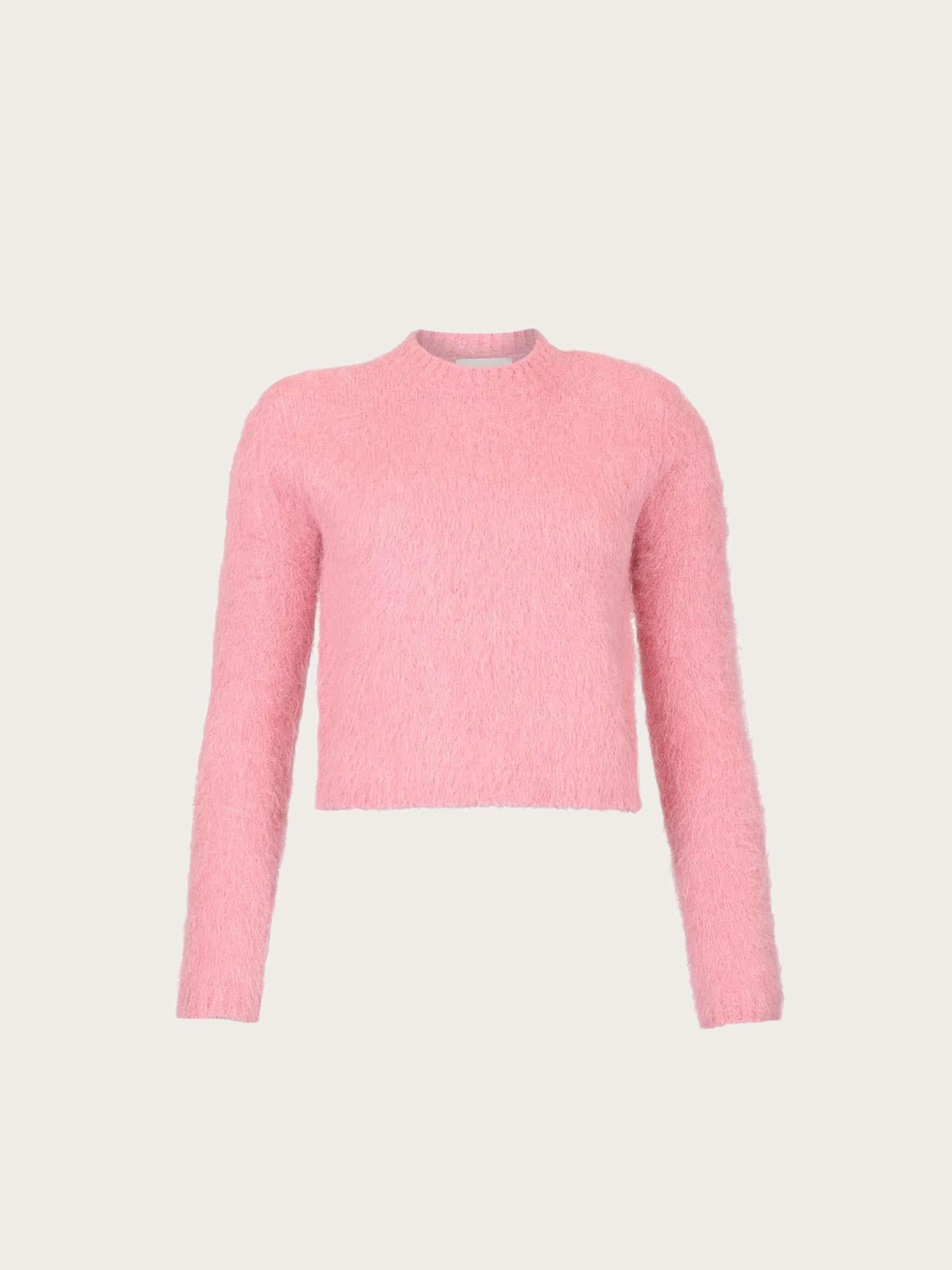 Hairy Knit Sweater - Pink