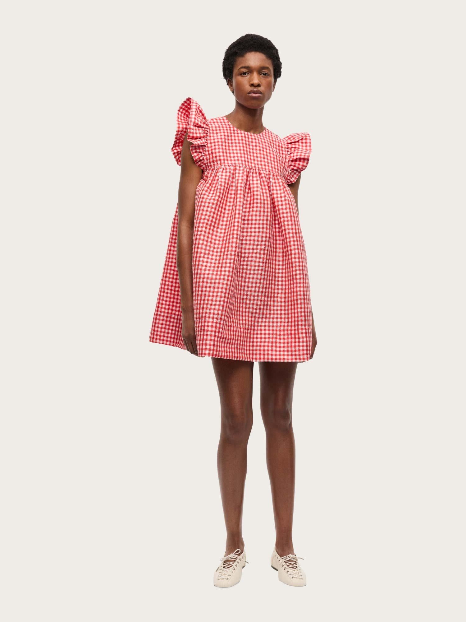 Crinckled Taffeta Check - Red Alert
