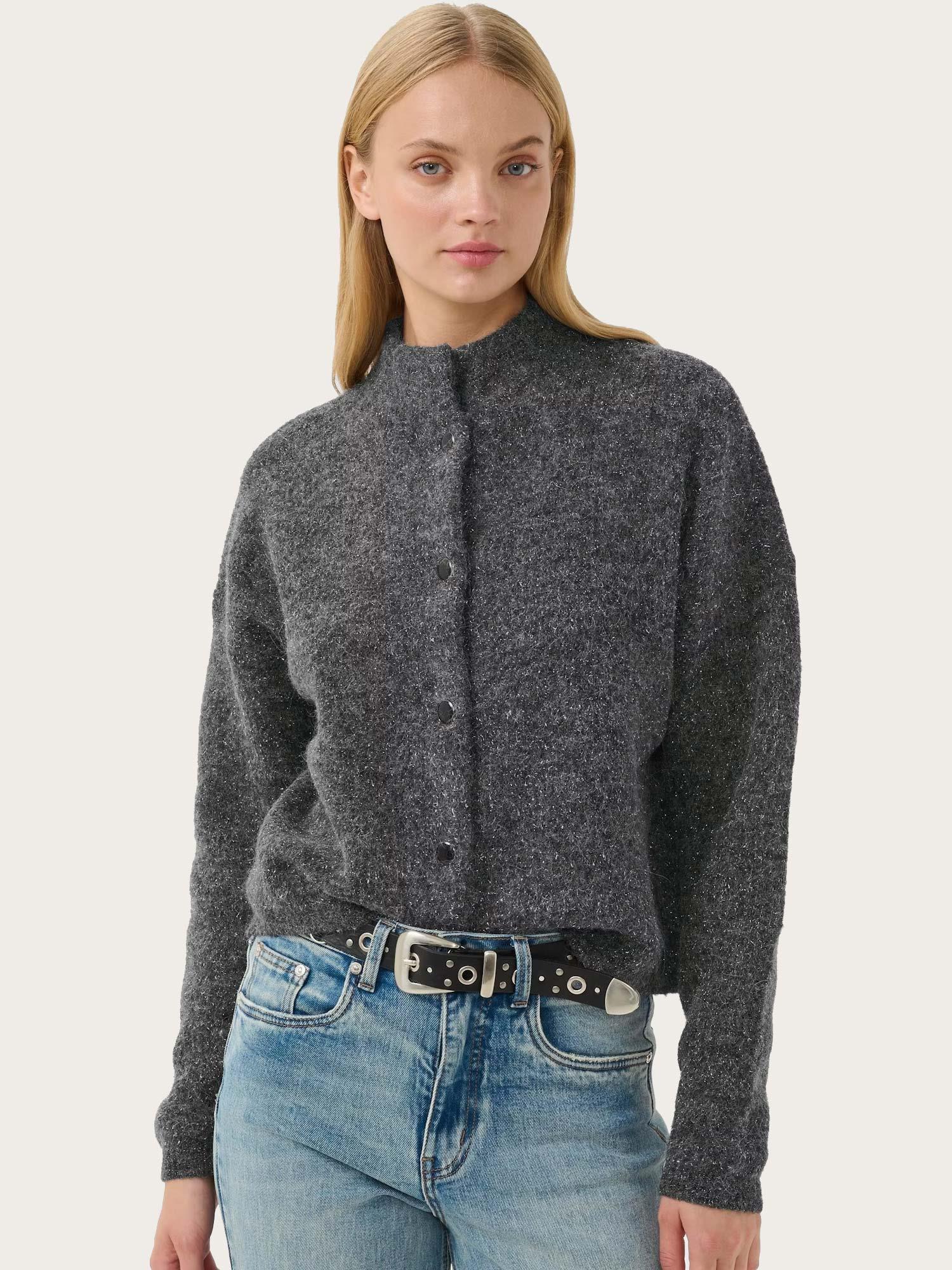 Alpha Shimmer Cardigan - Charcoal Melange