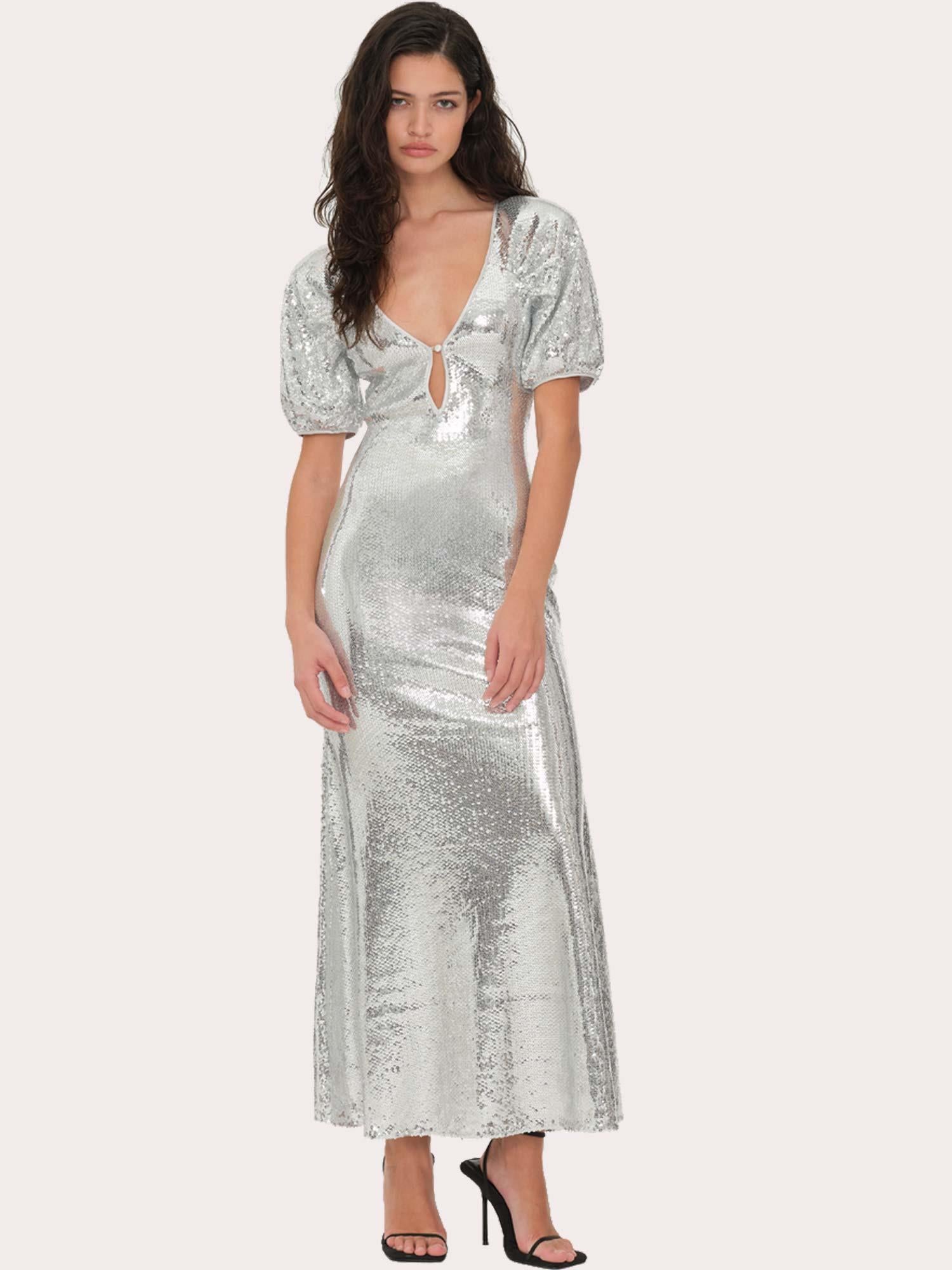 Sequin Midi Dress - Silver