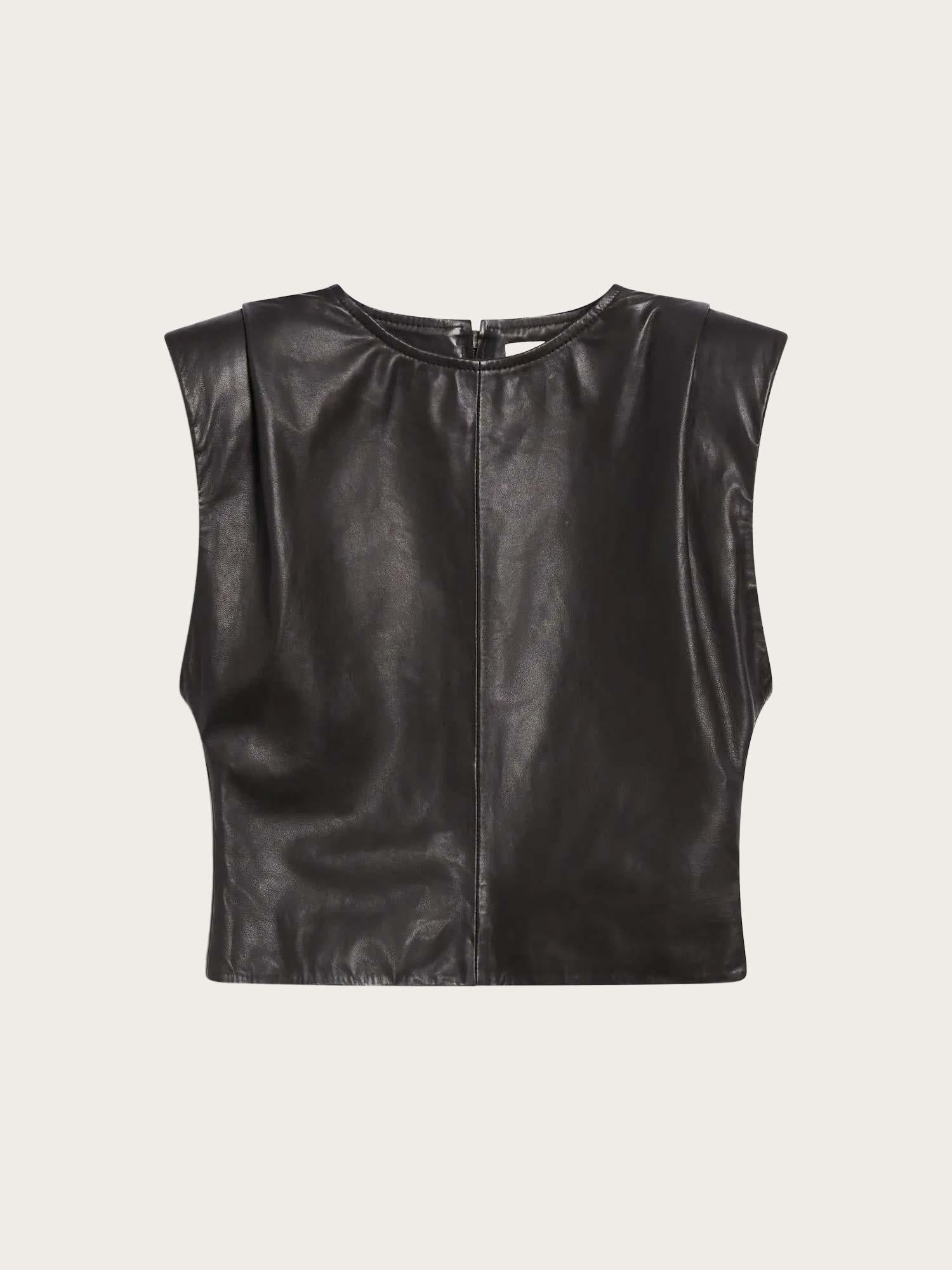 Sunset Leather Top - Espresso Brown