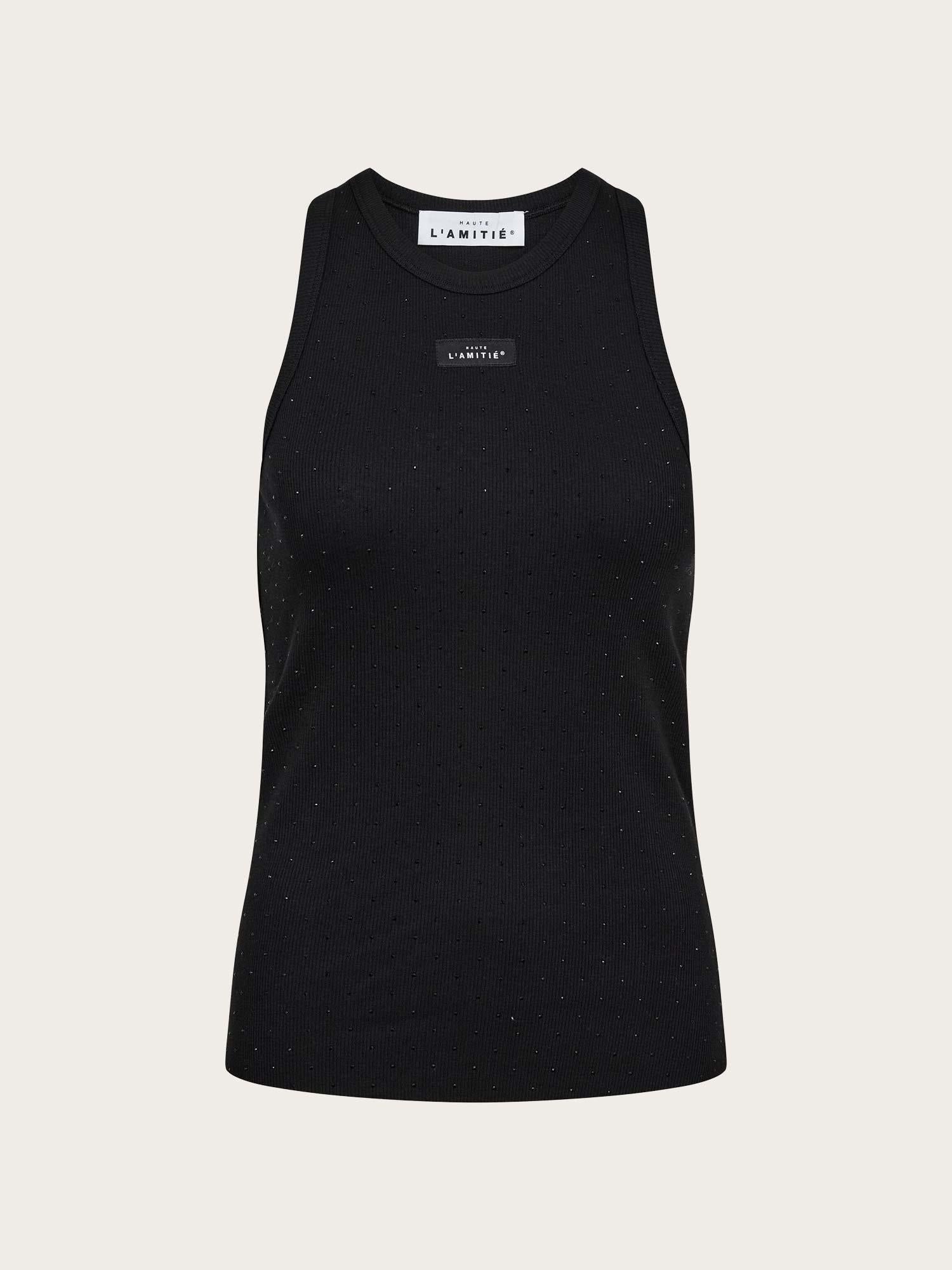 Rib Badge Stone Tank - Black