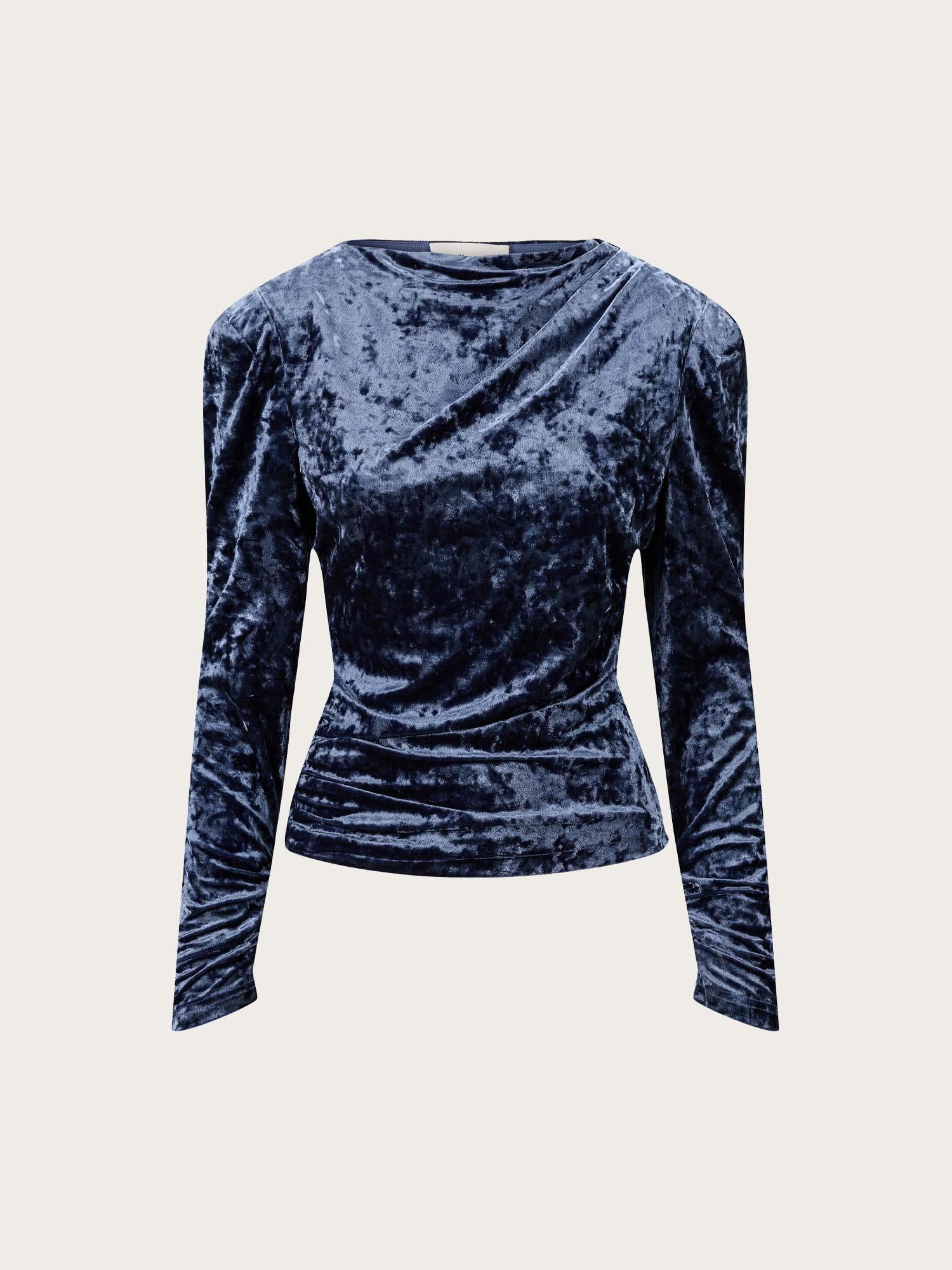 Shine Top Velour - Ashy Blue