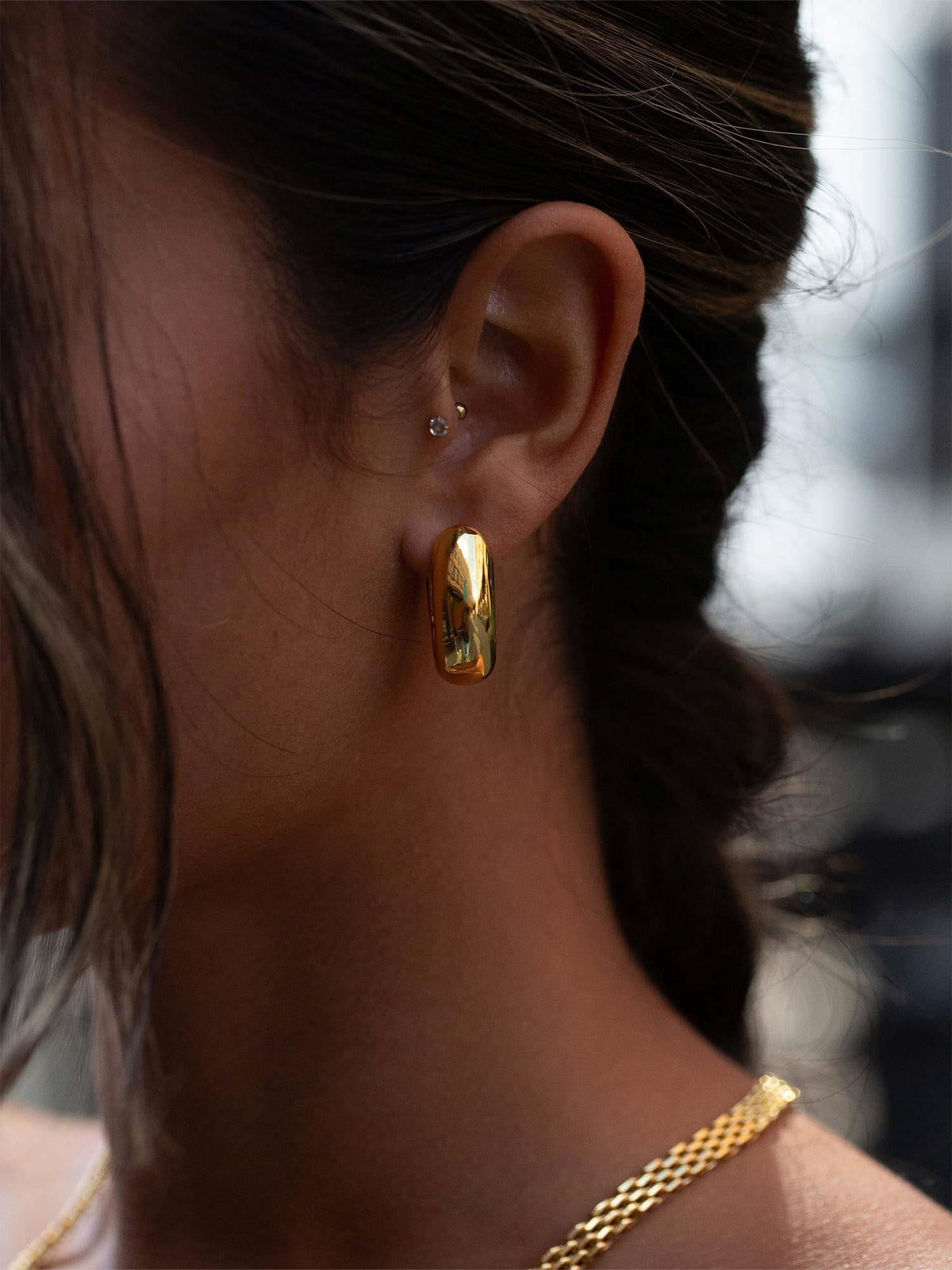Oval Dome Hoops - Gold