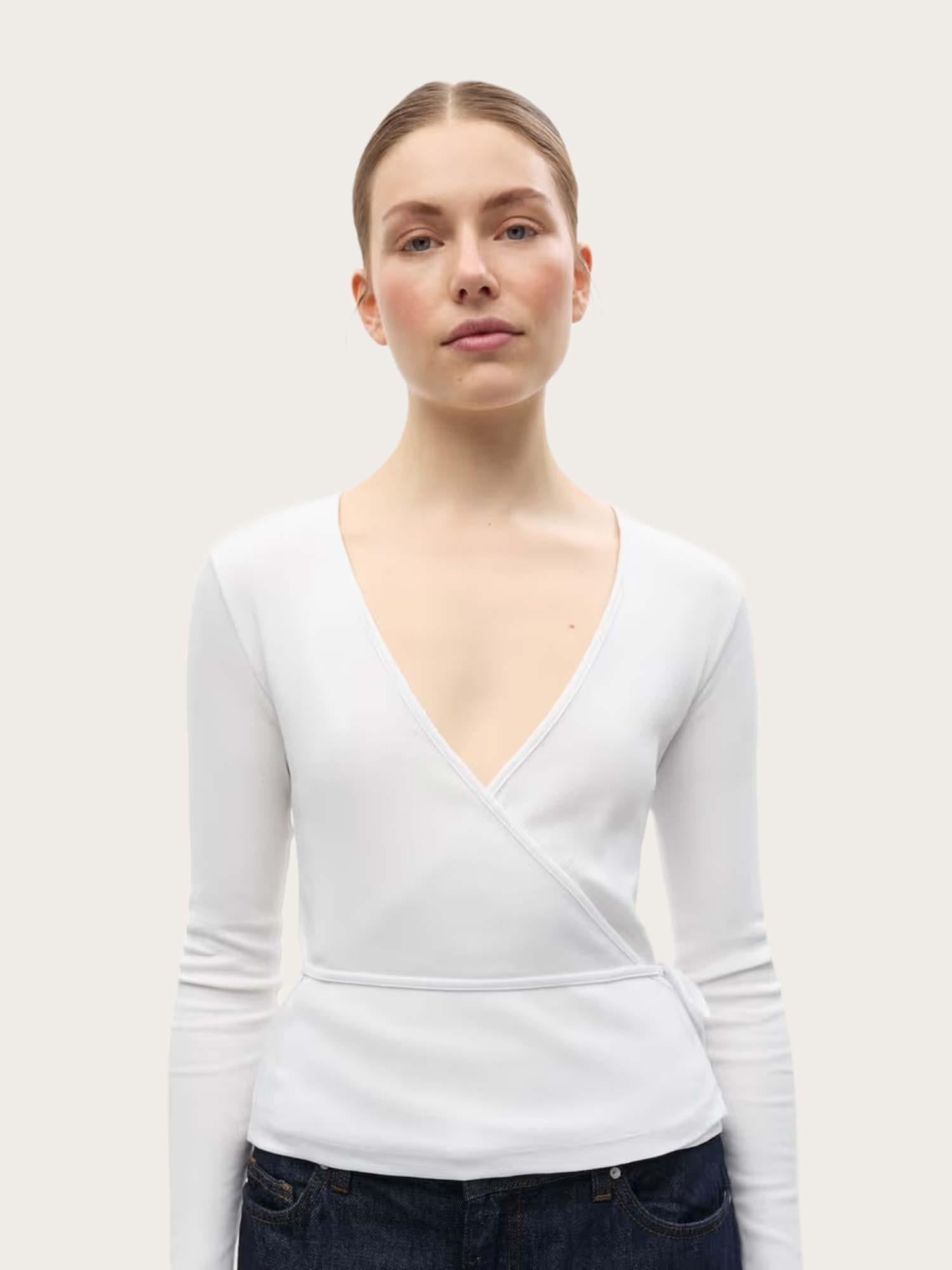 Enally LS V-N Tee - Bright White