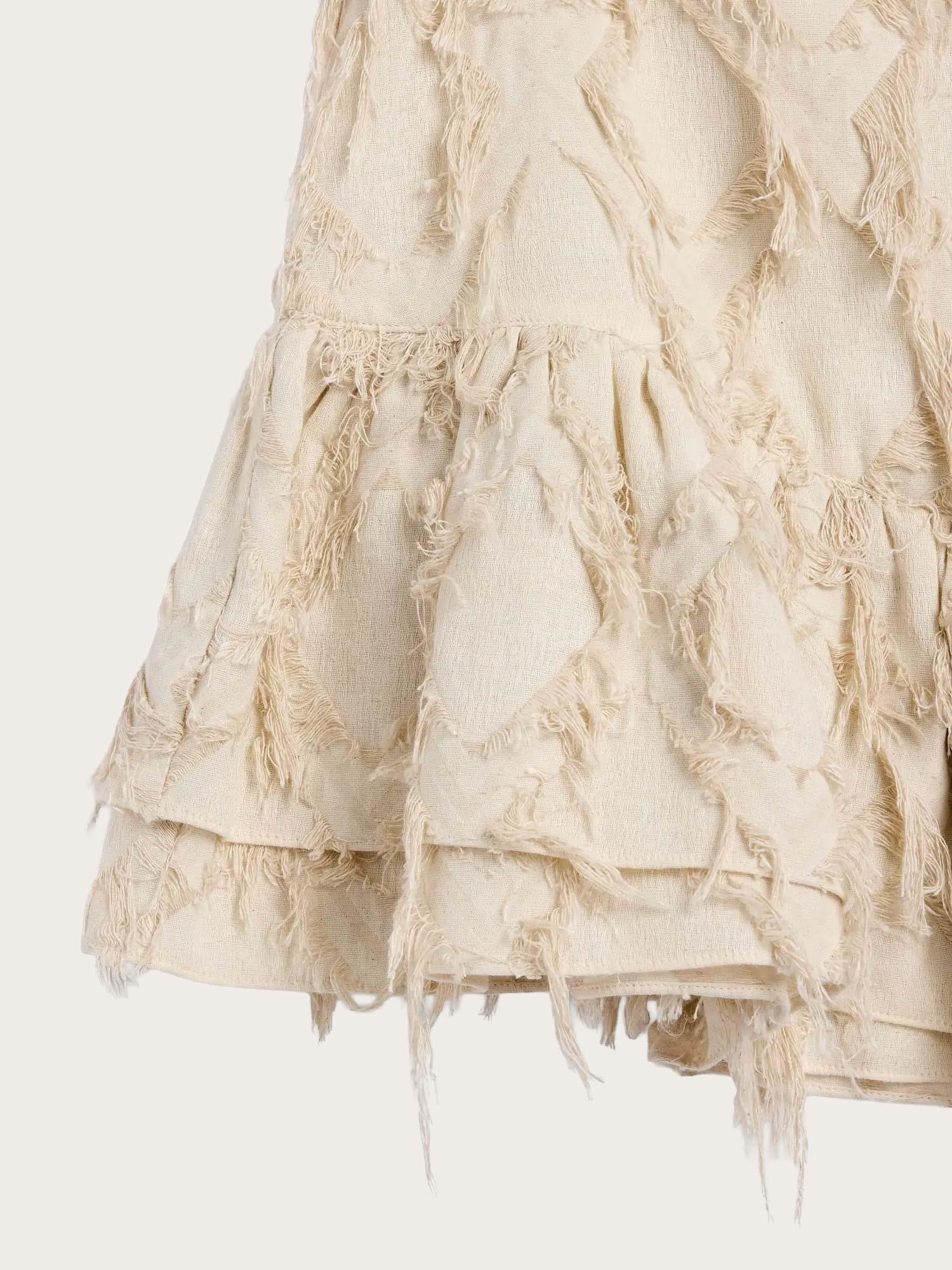 Posy Fray Skirt - Raw Beige