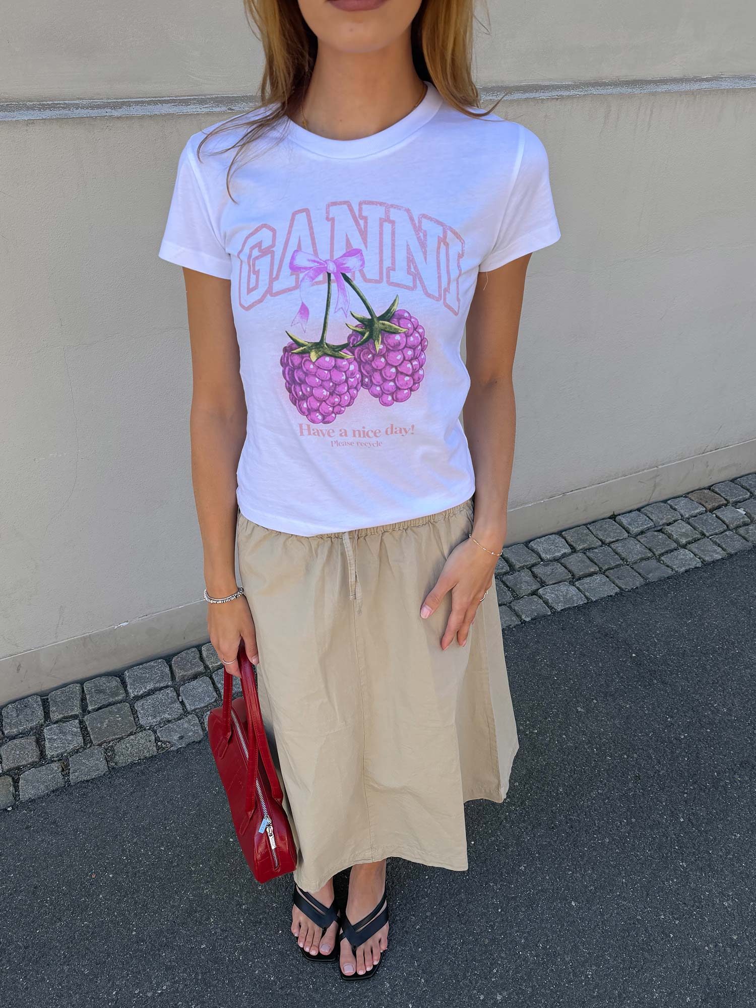 Baby Fit T-shirt Raspberry - Bright White