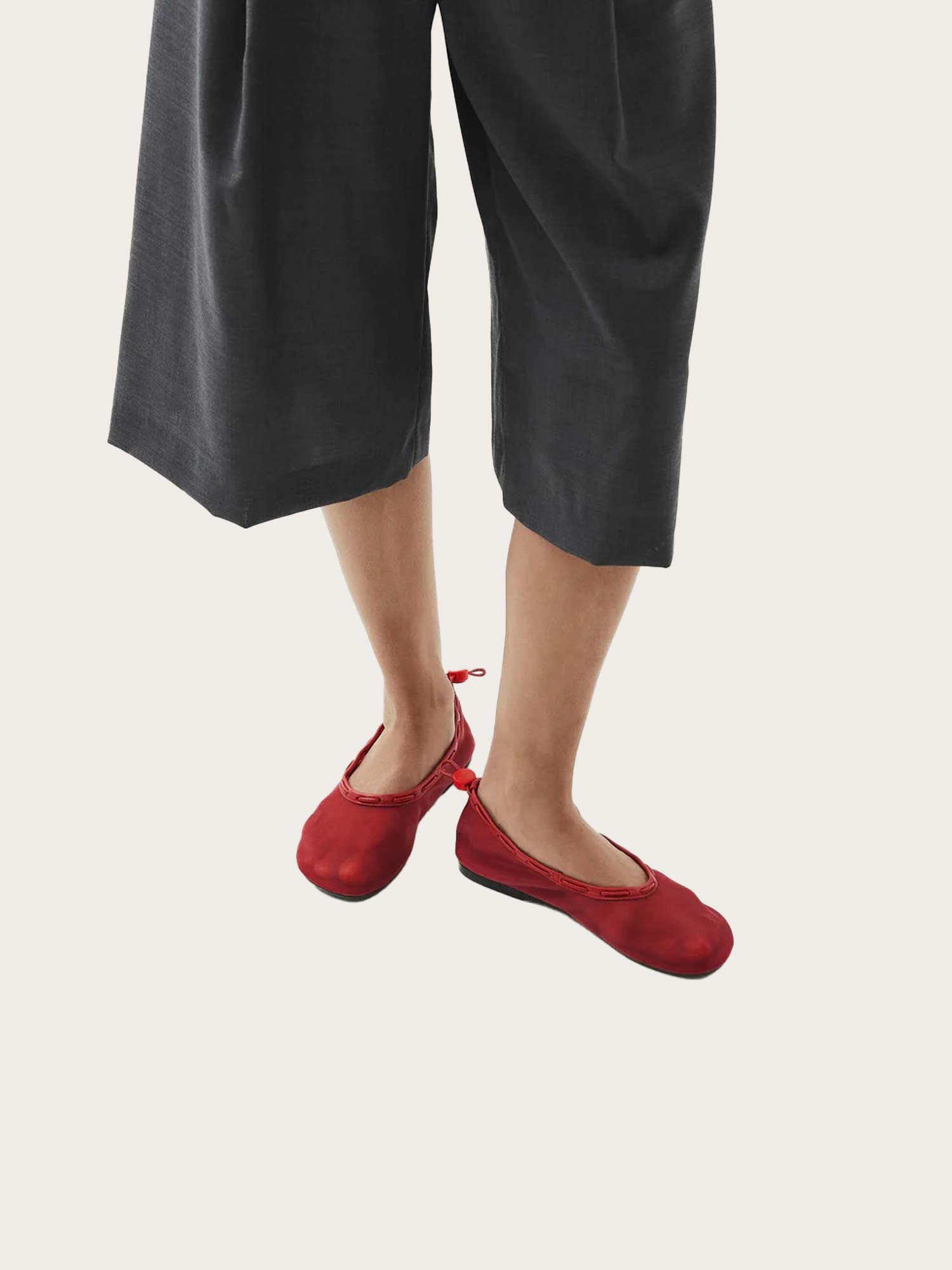 Gill Mesh Red Leather Ballet Flats