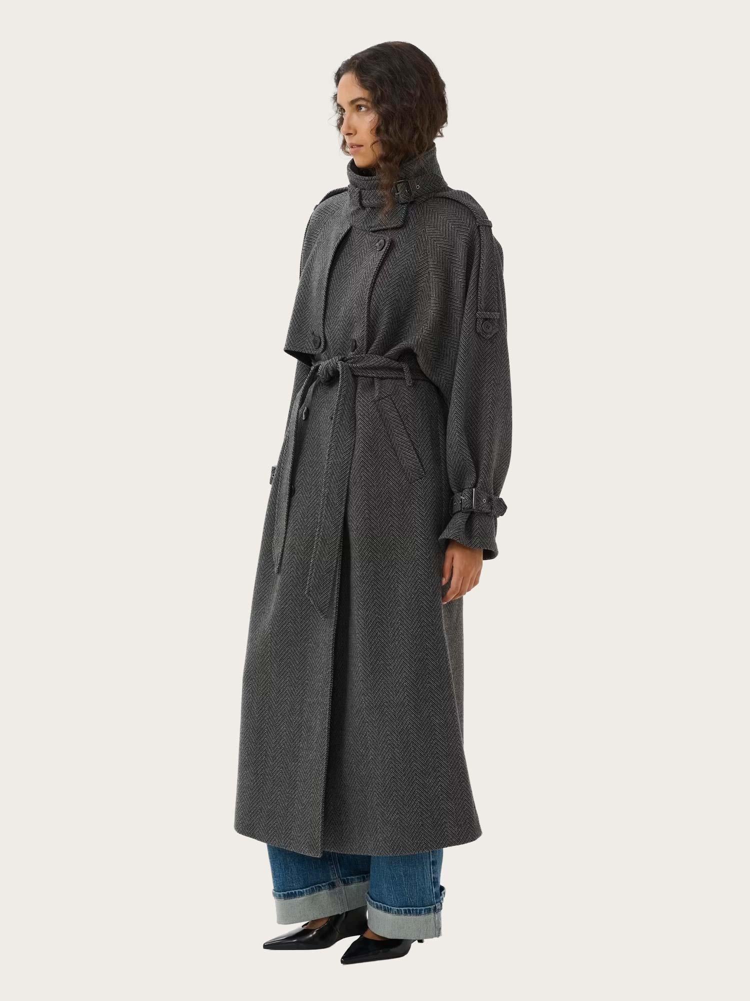 Avic Long HB Coat - Herringbone Black