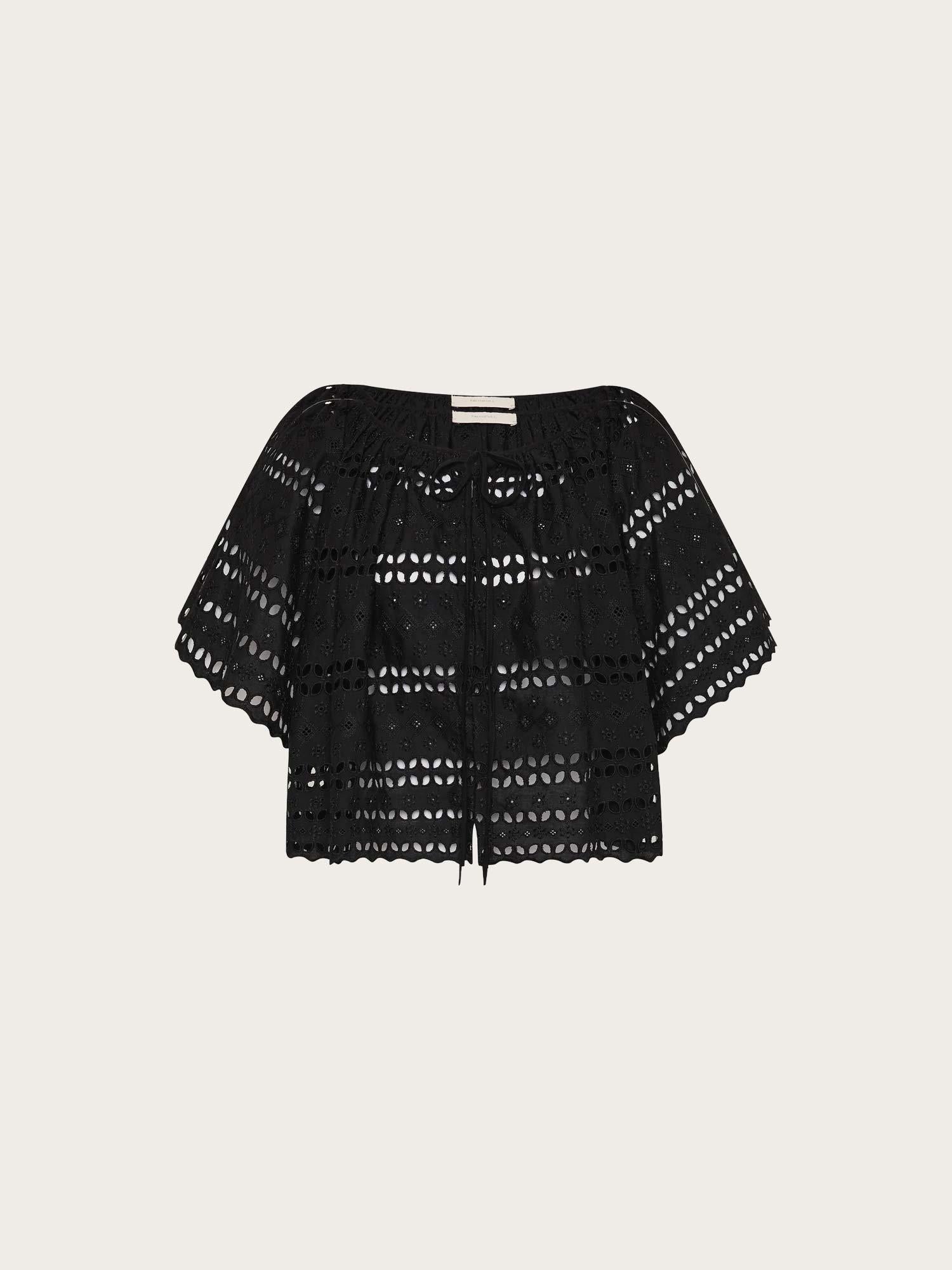 Mitla Top - Rosa Broderie Black