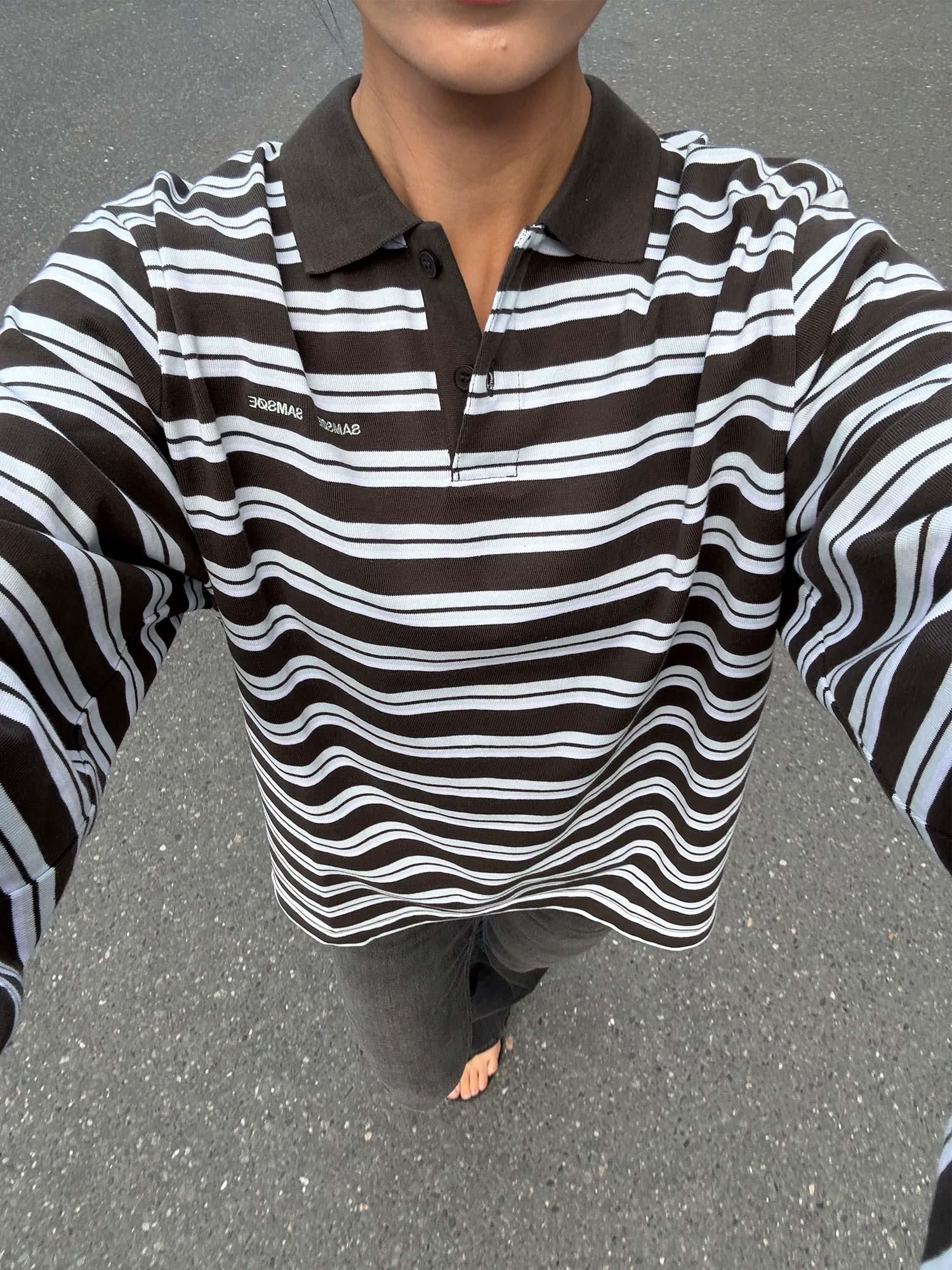 Sadover LS Polo - Turkish Coffee Stripe