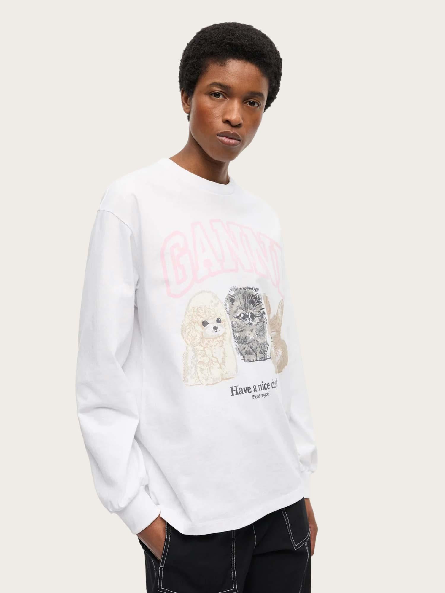 Re-cut Heavy Jersey Animals Long Sleeve - Bright White