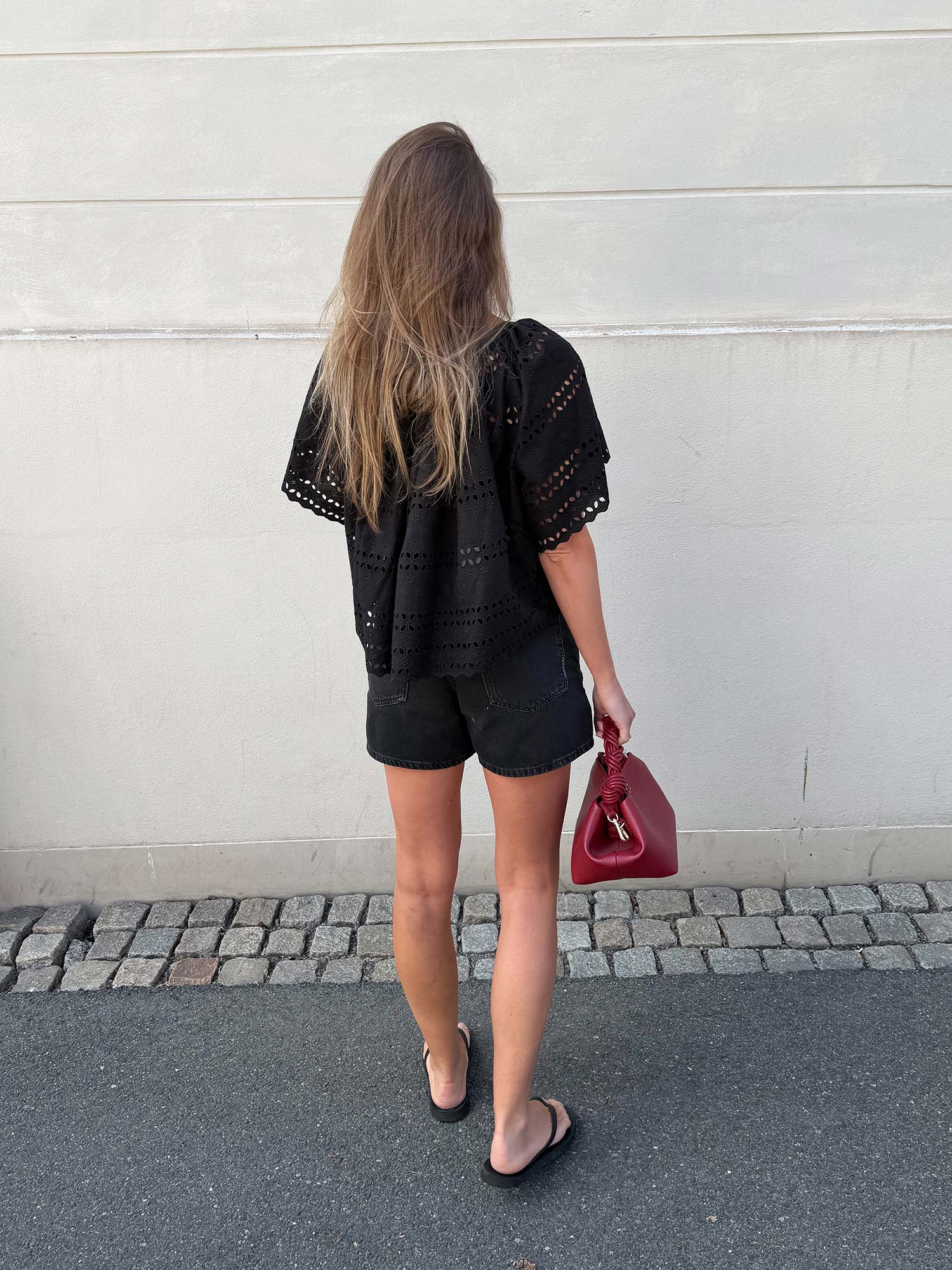 Mitla Top - Rosa Broderie Black