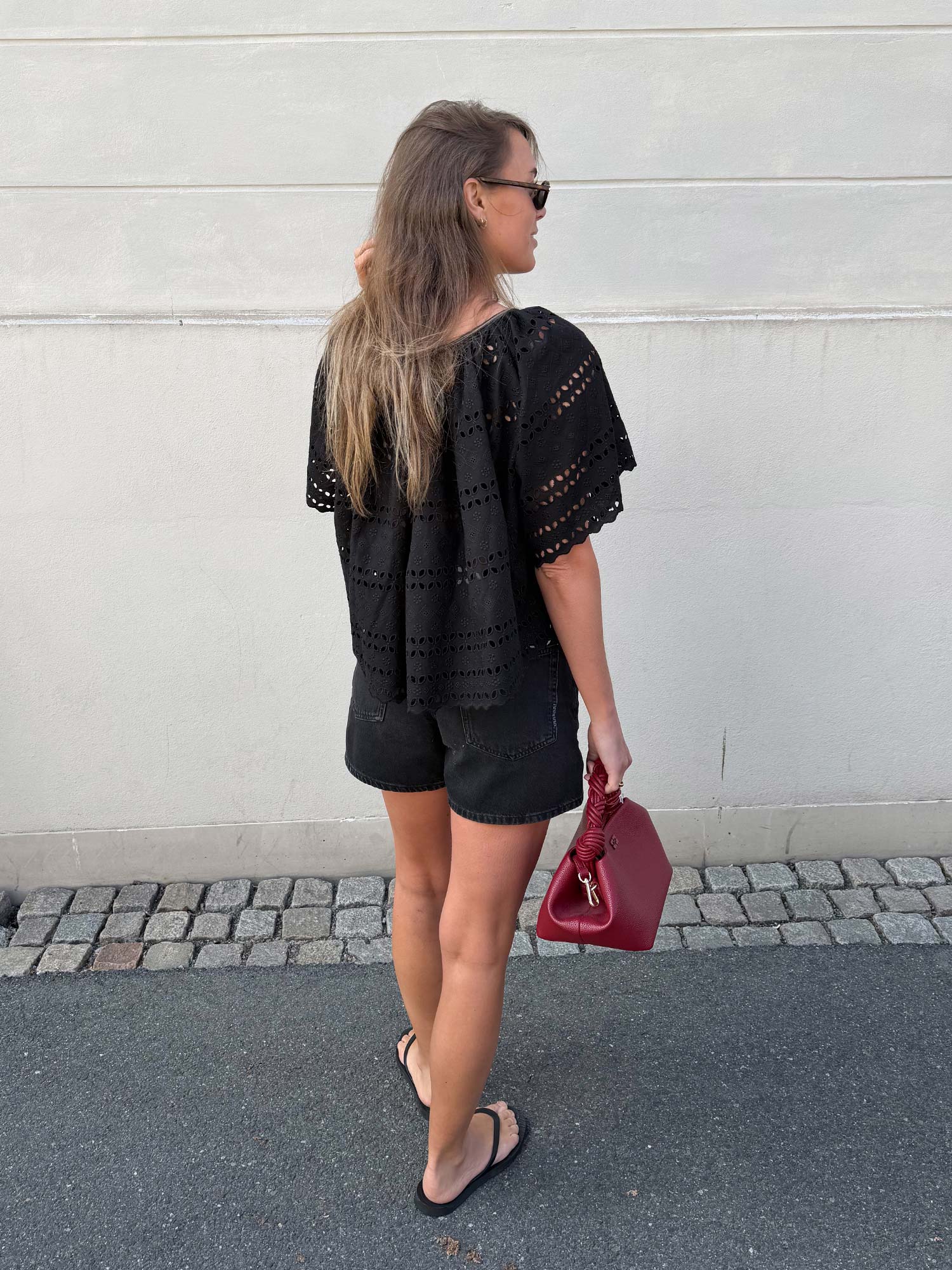 Mitla Top - Rosa Broderie Black