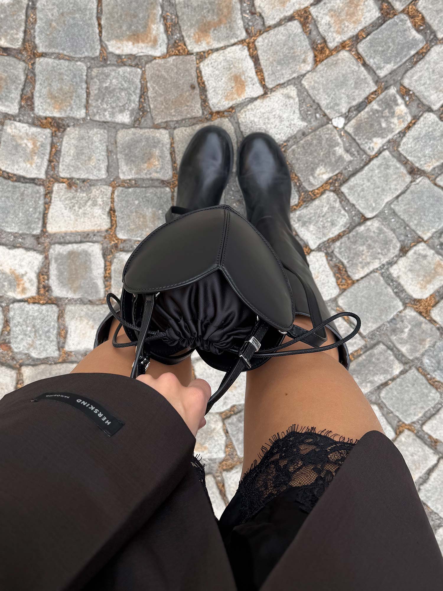 Leather Heart Bag - Black