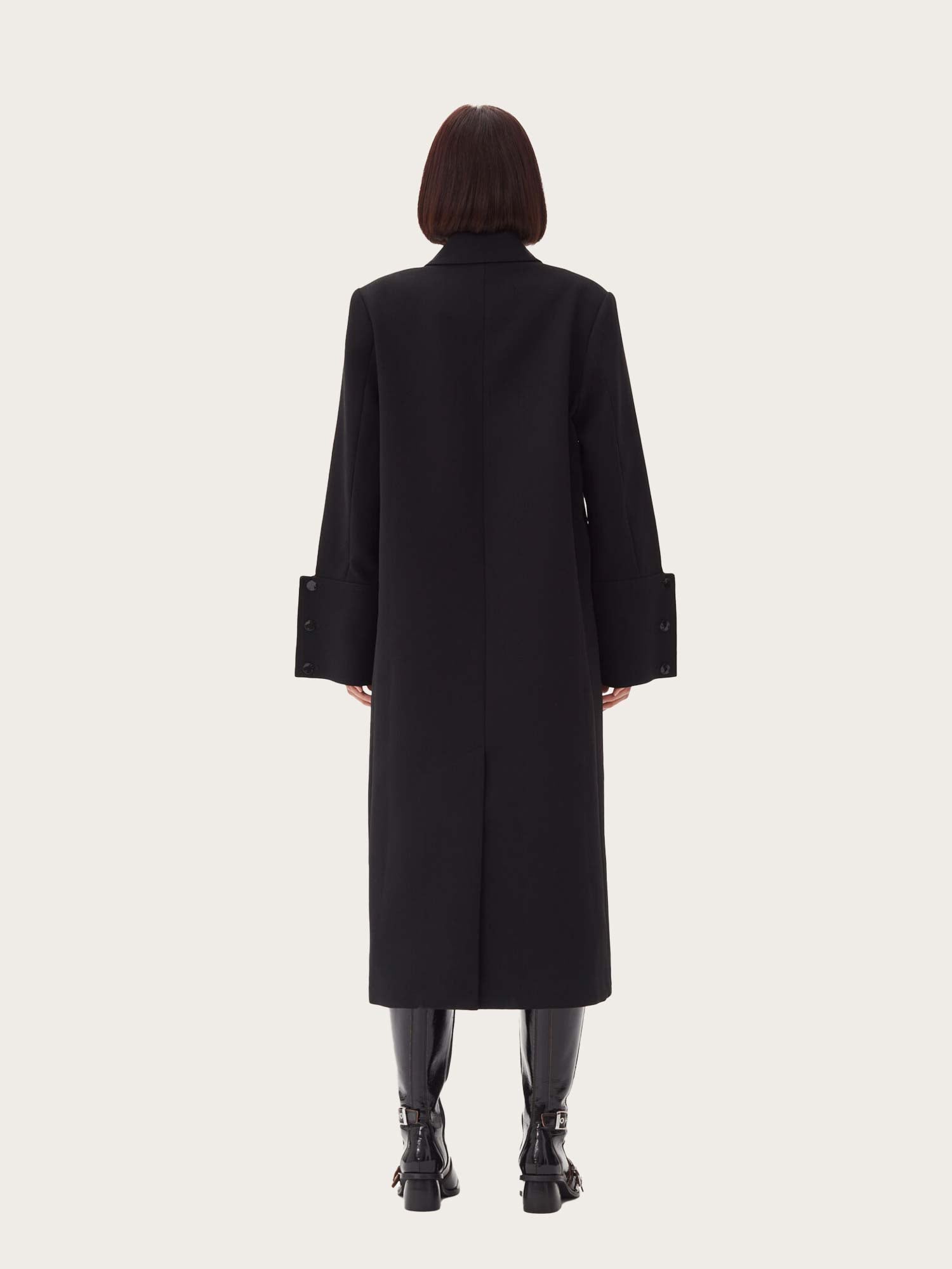 F9606 Bonded Crepe Coat - Black